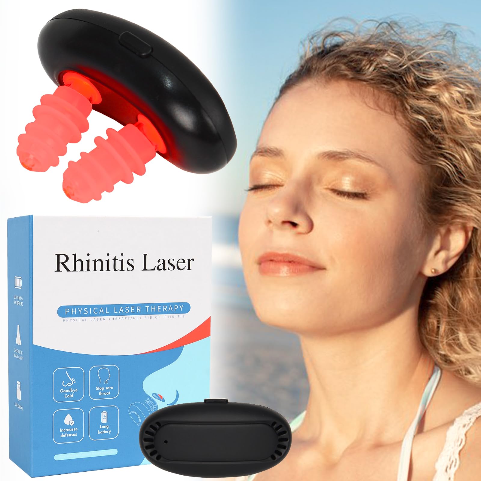 Respirelief Red Light Nasal Therapy Device, Red Light Lamp Face, Physiotherapy Nasal Calming Device, Respirelief Red Light Nose Therapy Device