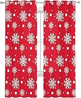 Vista 1 de Cortinas traslúcidas de copo de nieve de Navidad de 90 pulgadas de largo, juego de 2 paneles de cortinas para cocina, dormitorio, sala de estar