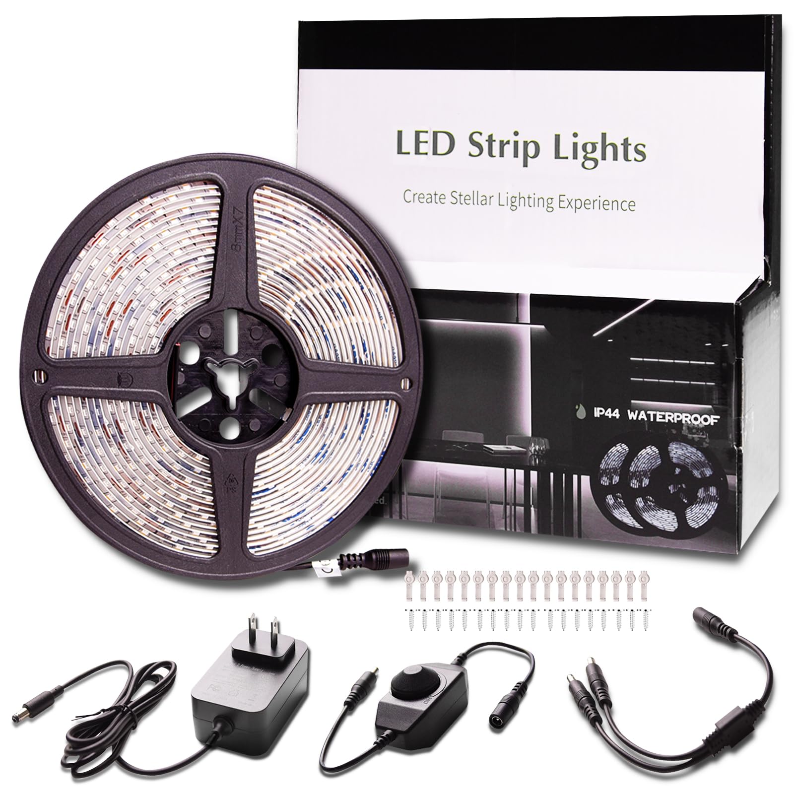 SenwenDeng 20ft Waterproof LED Strip Lights, 6000K Daylight White IP44 Tape Light, 6M 12V Rope Light Strong 3M Adhesive, for Home,Kitchen, Patio, Balcony, Party, Wedding, Indoor and Outdoor Decor