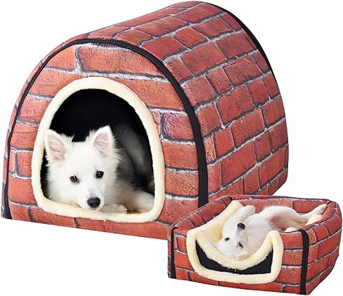 Miniatura 54 de Dog Bed,2 Ways to Use,Indoor Pet House with Fluffy Mat,Removable and Washable Cover,Splash-Proof House and Non-Slip Bottom,for Large Dogs(2XL Star)