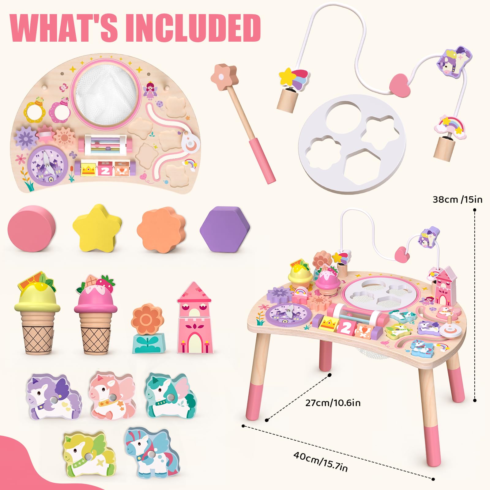Tavolo Multiattivita Bambini Giochi Montessori 1 Anno Busy Board 10-in-1 | Giocattolo di Apprendimento Sensoriale Unicorno 10-in-1 — Regalo di Compleanno per Bambini di 1, 2 e 3 Anni