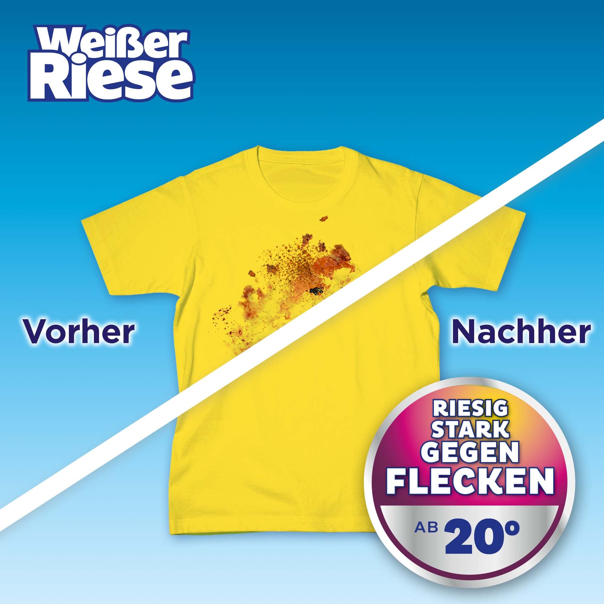 Weißer Riese Color Gel 200 WL (8 x 50 Waschladungen), Color Waschmittel sorgt für strahlend saubere Wäsche & wirkt riesig stark gegen Flecken, Kalt-Aktiv schon ab 20° C, 100% recycelbar*