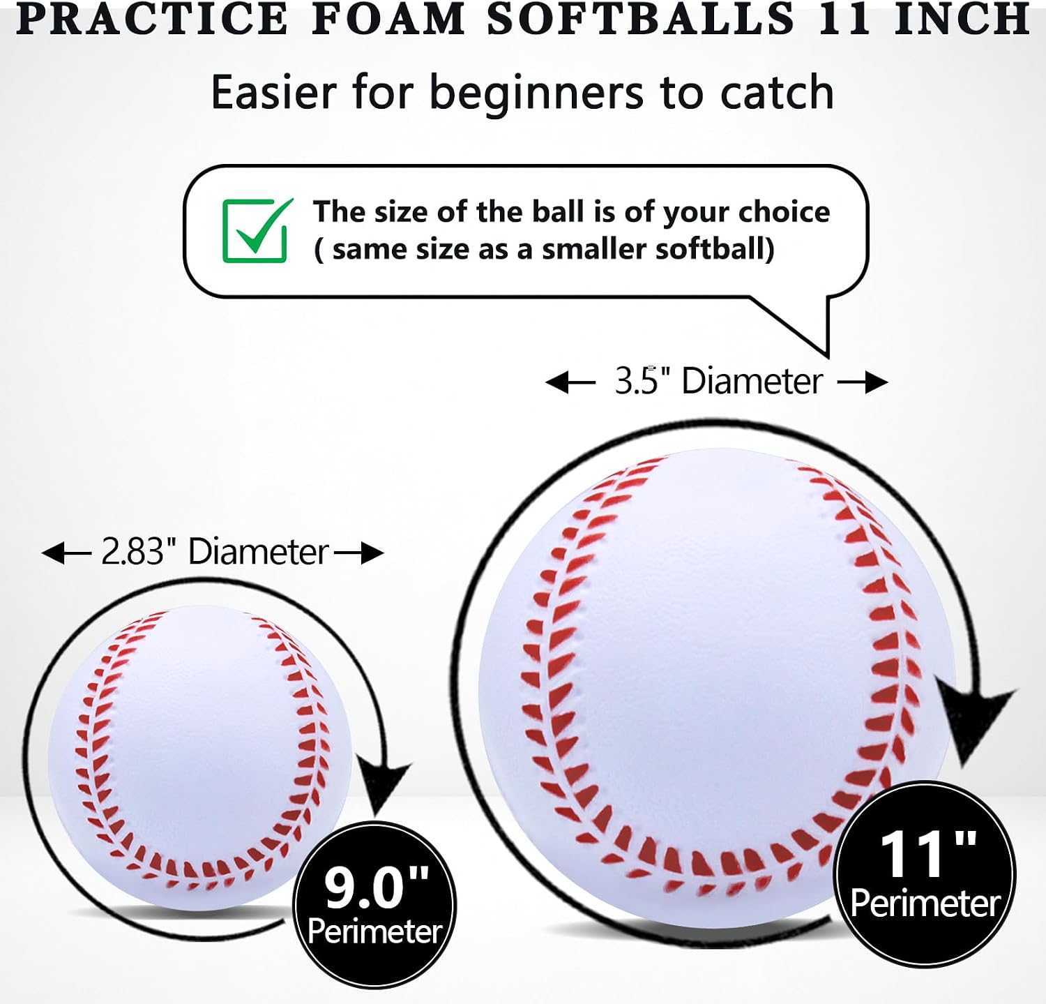 Magicorange Foam Softballs,6 Pack 11 inch Soft Softball for Beginner | Oversize Foam Baseballs with Mesh Bag for Indoor Outdoor Safely Training,Hitting Practice,Batting,Pitching,Unmarked