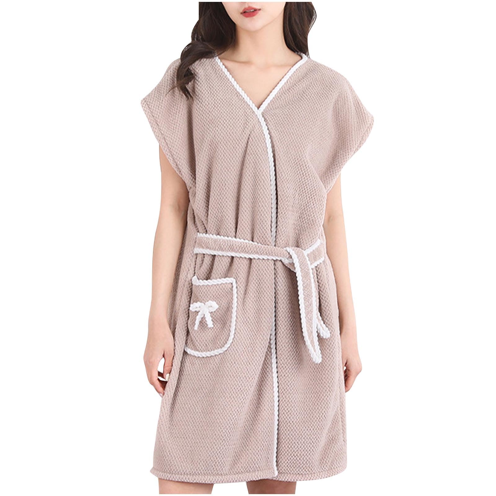 NATHGAM Warm Soft Bathrobe for Women Men Cap Sleeve Lightweight Casual Robes Spa Wrap Shower Quick-Dry House Coat