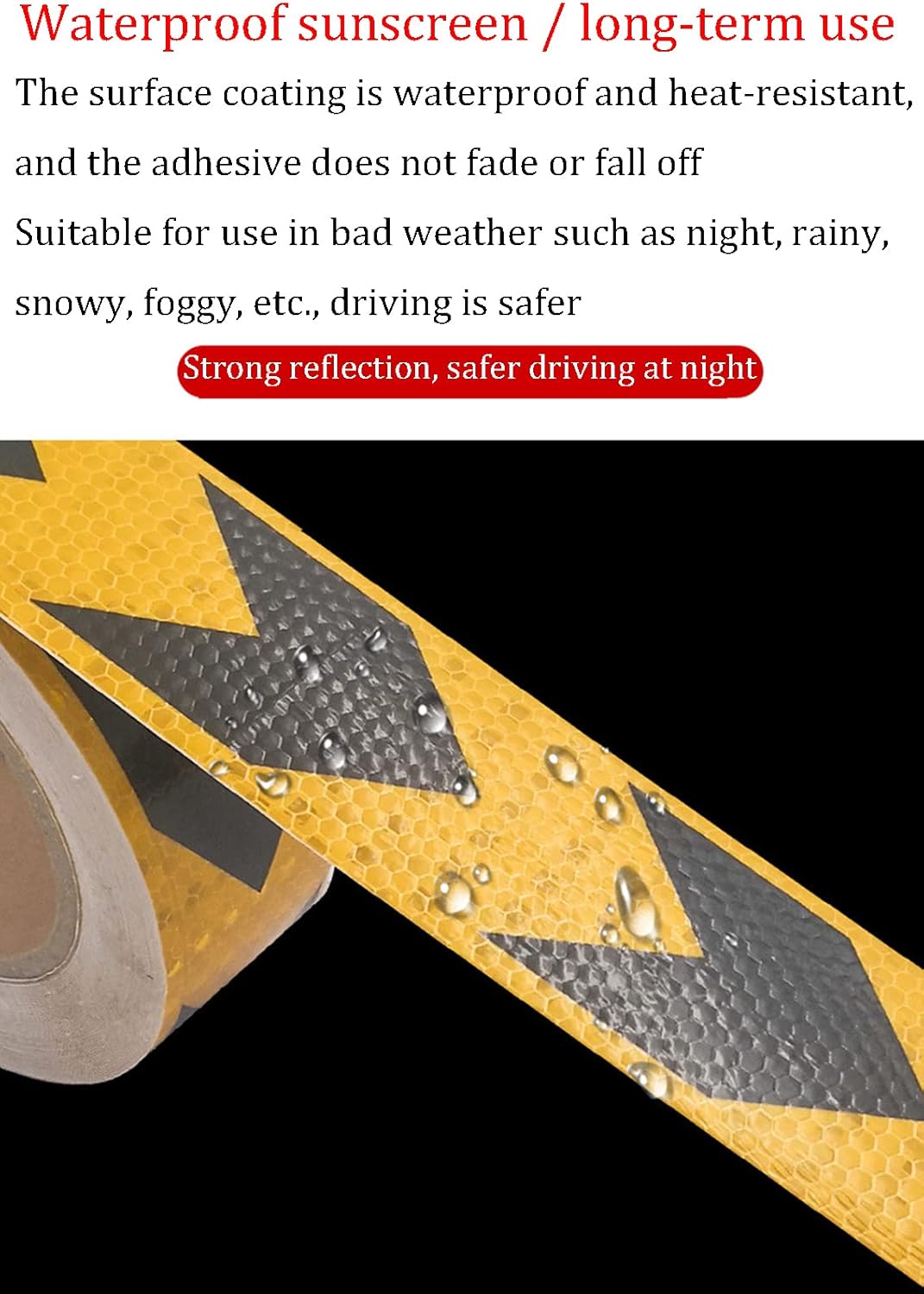 2 Inch X 82 Feet Reflective Hazard Warning Tape, Waterproof Reflector Warning Tape with Vehicle on Night for Road Transport Facilities Vehicles Ships Safety Reminder,White/red Tape