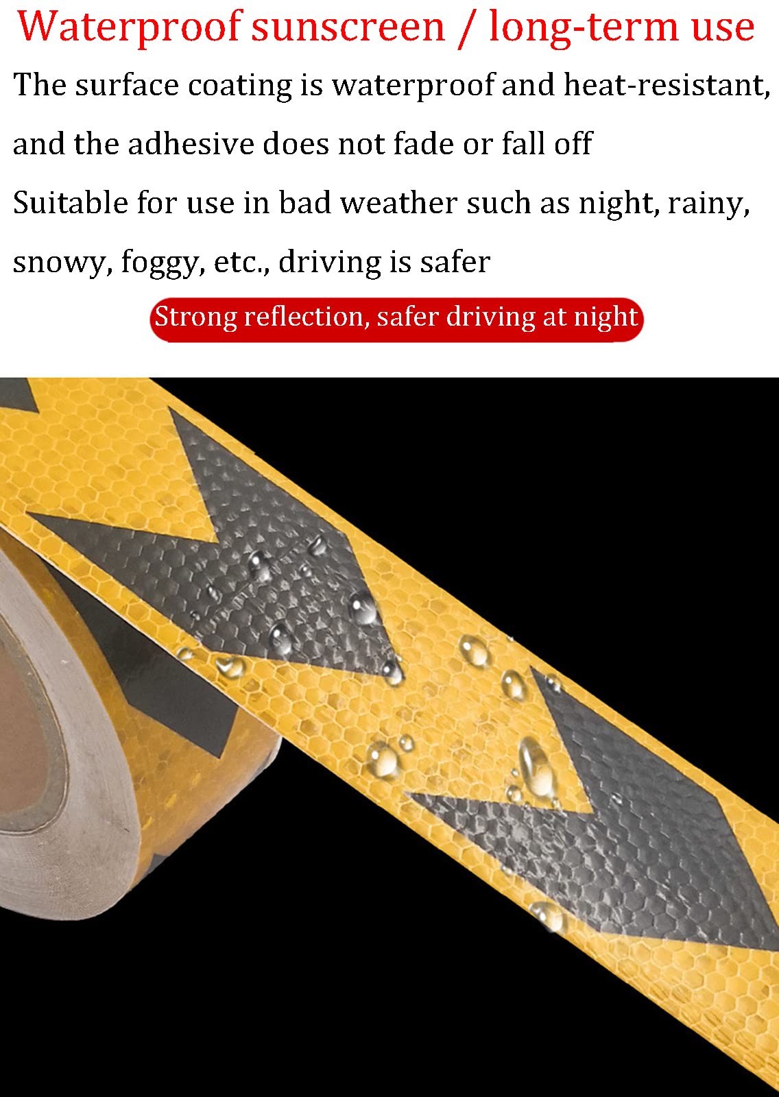 Cinta reflectante, cinta reflectante de señalización peligro, 5 cm x 25 m, impermeable, con vehículo por la noche, para instalaciones de transporte por carretera, vehículos y barcos. Recordatorio de