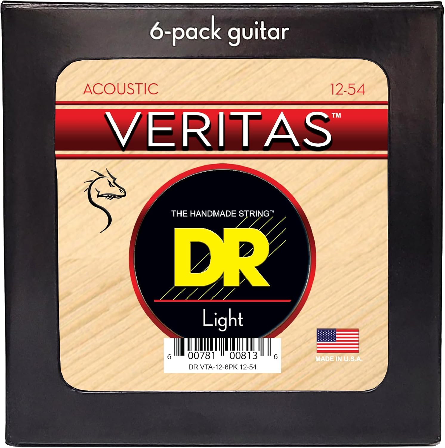 DR Strings VTA-12 Veritas Acoustic Guitar Strings - .012-.054 Light (6-pack)