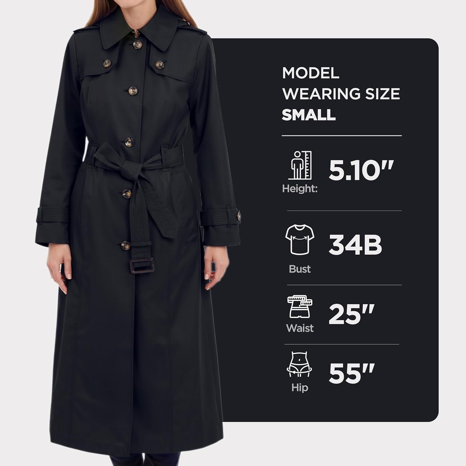 LONDON FOG womens Single Breasted Long Trench Coat With Epaulettes and Belt - Image 5