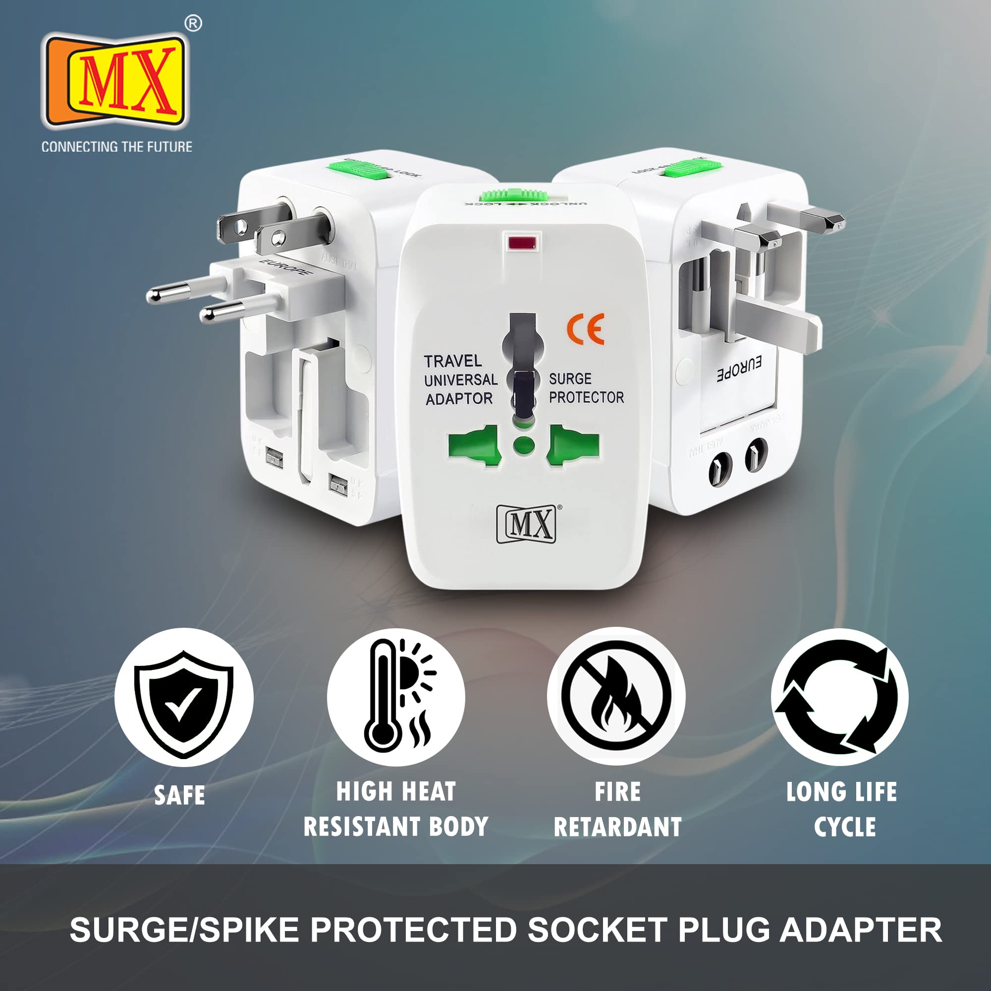MX Universal Travel Adapter with USB Port All in one International Travel Adapter 150 Countries with LED Universal Socket Compatible in UK Europe USA China Japan & Thailand International Adapter — Amazon image 5
