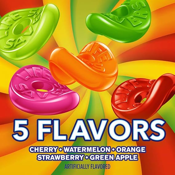 LIFE SAVERS 5 Flavors Gummies Candy Bag, Gummy Candy for Goodie Bags, Road Trips, Treats, 26 oz (Pack of 6)