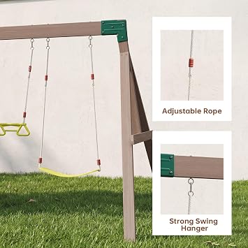 Cedar Wooden Swing Sets for Backyard,Multifunctional Outdoor Playset