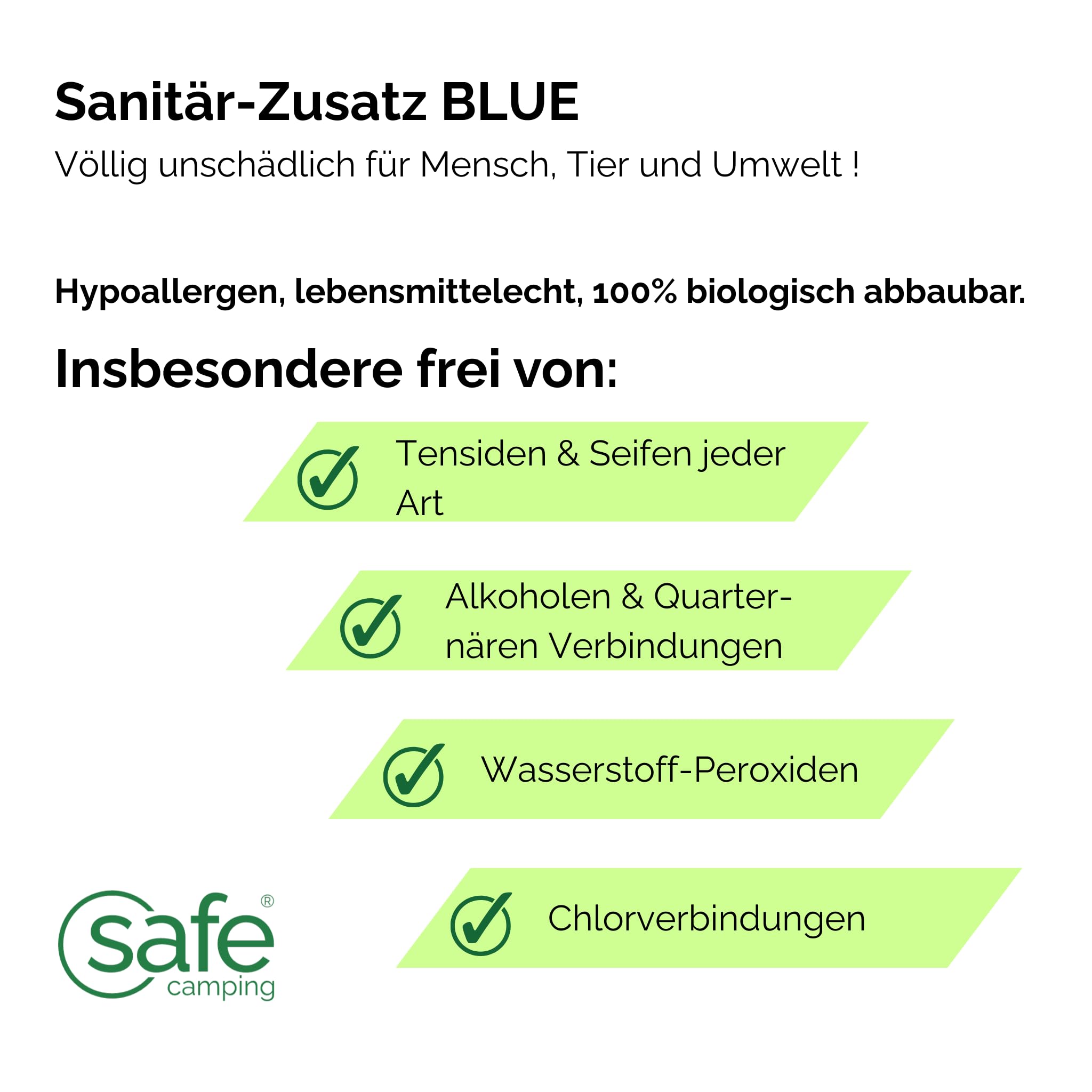 Sanitär-Zusatz Blue | Für Abwassertanks von Wohnmobil & Wohnwagen| 100% organisch & biologisch abbaubar | Ohne Chlor, Säuren & gefährliche Stoffe | Löst Fäkalien (5000mL)