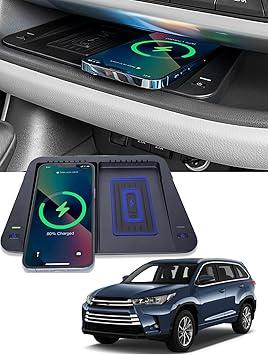 CarQiWireless Wireless Charger for Toyota Highlander Accessories 2014-2019 2018 2017 2016 2015, Center Console Organizer Wireless Phone Charging Pad for 2015 2016 2017 Toyota Highlander Accessories