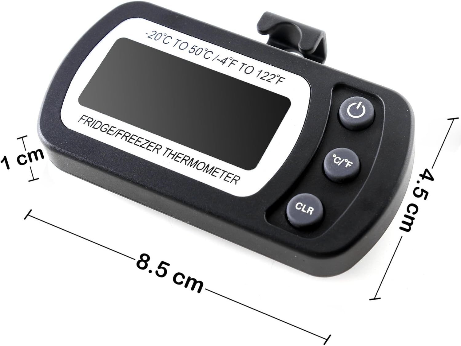 Refrigerator Fridge Thermometer Digital Freezer Room Thermometer Waterproof, Max/Min Record Function with Large LCD Display (General, Black, 4)