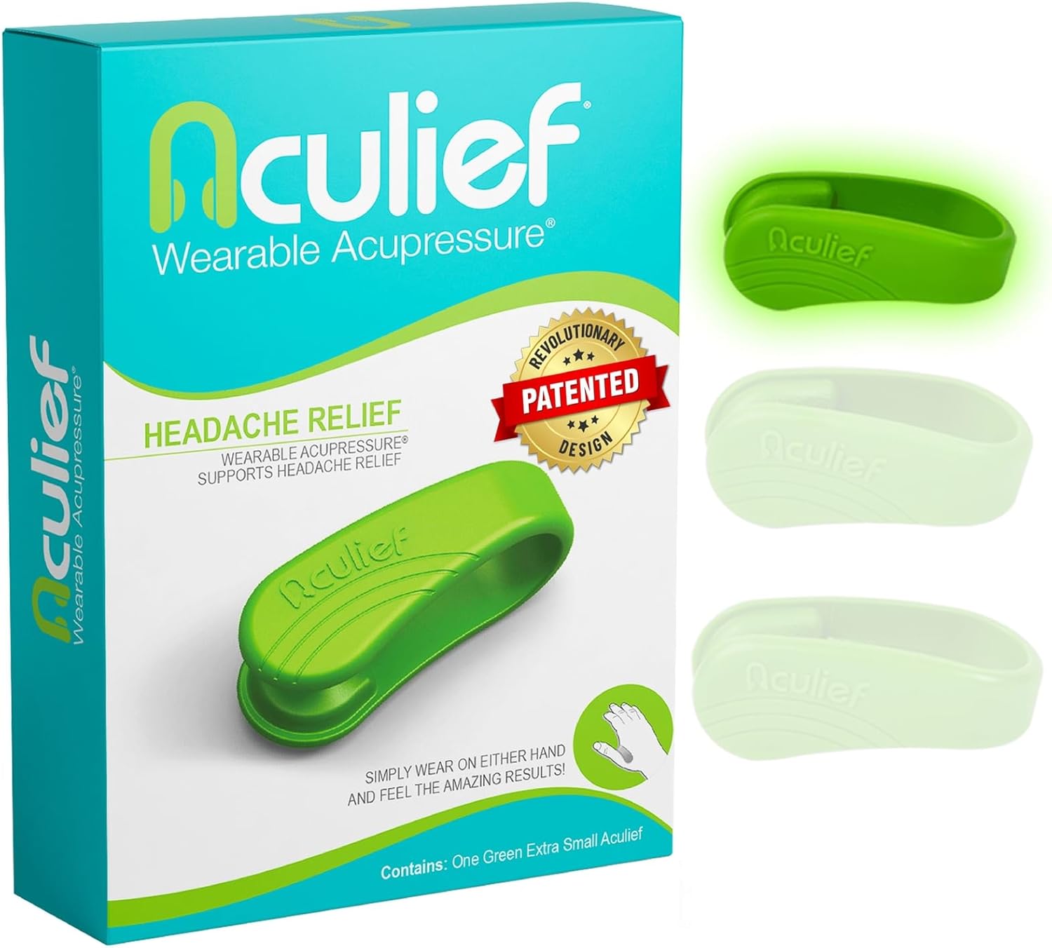 Aculief Acupressure Hand Clip - Stress Management & Hand Pressure Point Clip - On-the-Go Stress Support X-Small, Teal