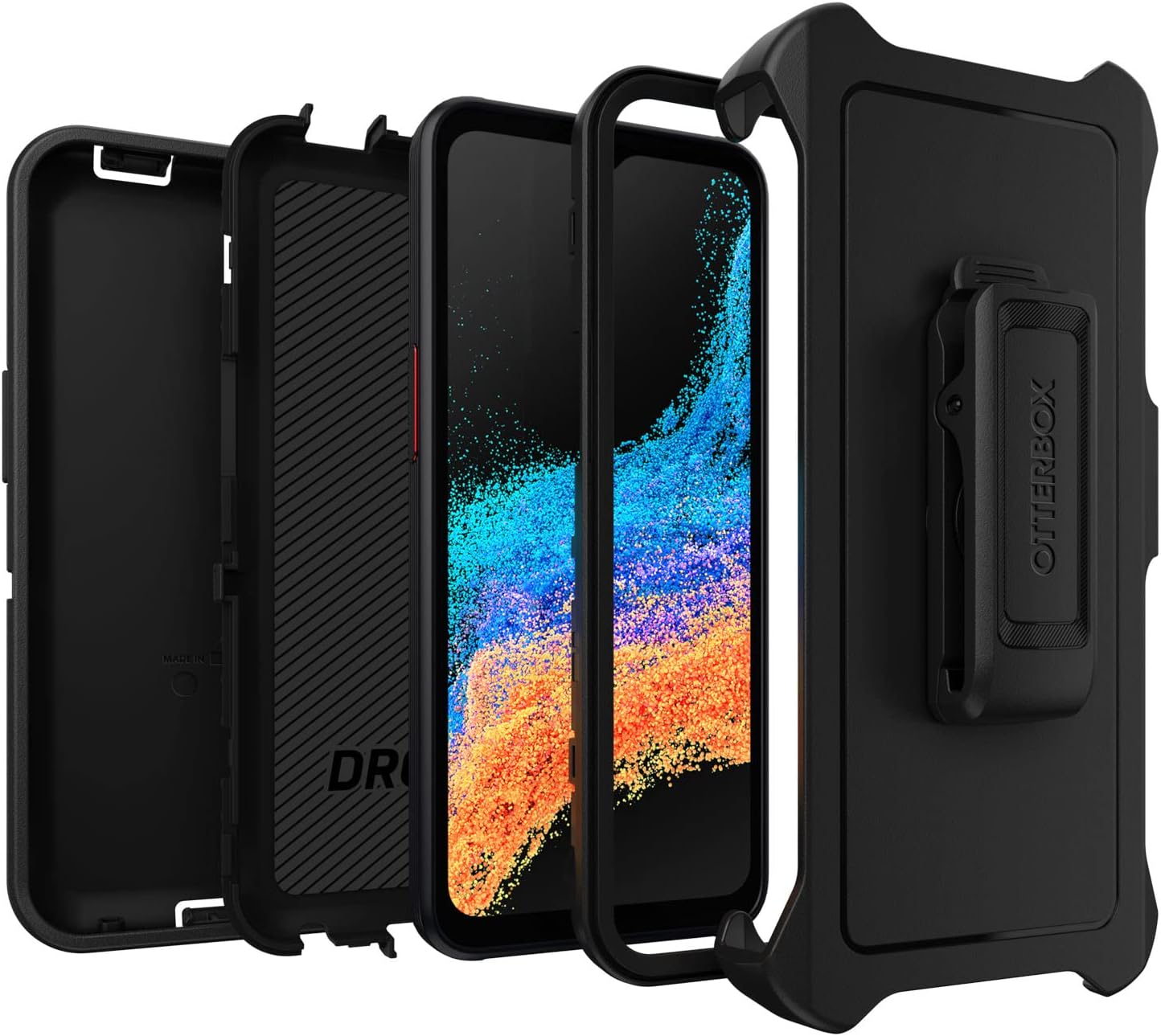 OtterBox Samsung XCover6 Pro Defender Series Case - BLACK (Non-Retail Packaging, ships in poly bag), rugged & durable, with port protection, includes holster clip kickstand