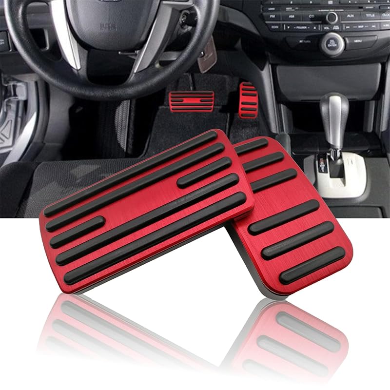 Kit de capas para pedais Honda em alumínio e borracha antiderrapante NYZAUTO Model A-Red