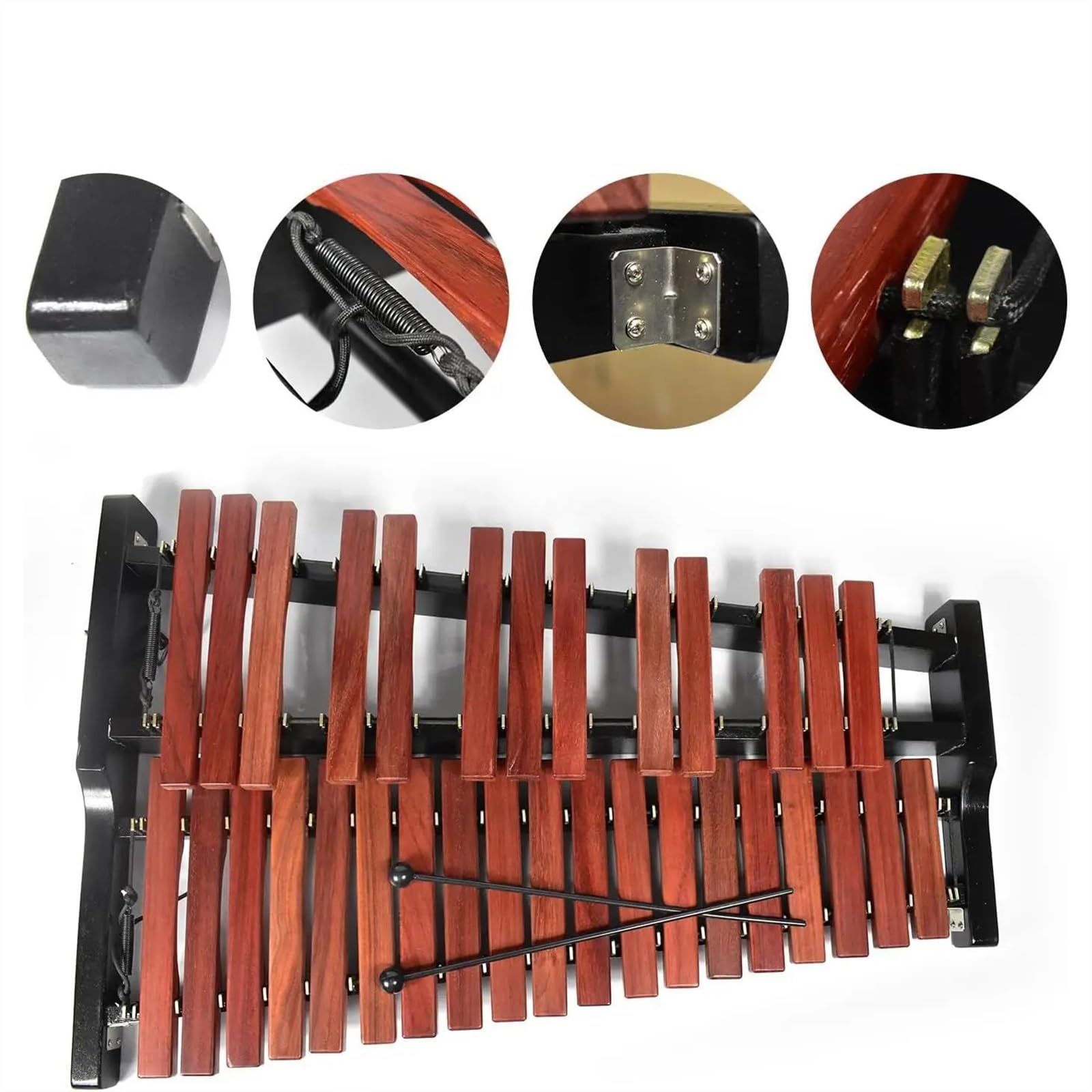 Hermoso instrumento de percusión Glockenspiel de madera de 32 notas con mazos y soporte ajustable Kit De Glockenspiel Profesional