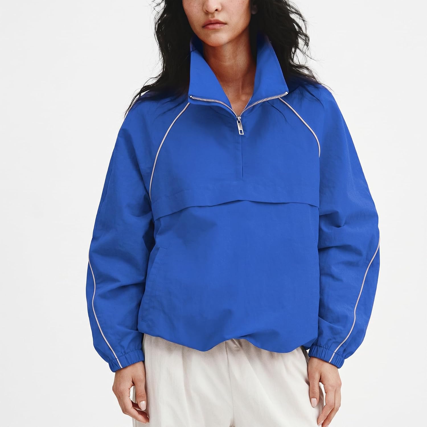 Songling Womens Windbreaker Jacket Lightweight Zip Up Stand Collar Athletic Windproof Workout Outdoor Jacket with Pocket