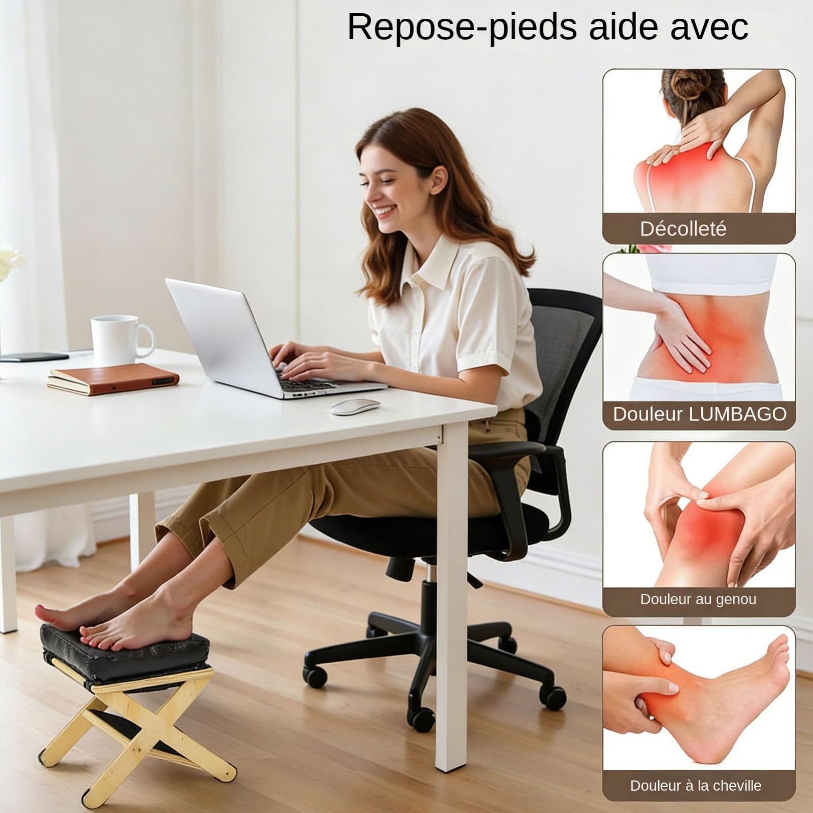 Poggiapiedi Sotto La Scrivania Antiscivolo Ergonomico Inclinato e Compatto | Supporto per Gambe da Sotto la Scrivania Per Casa Dormitorio Ufficio Studio Camera Da E Soggiorno