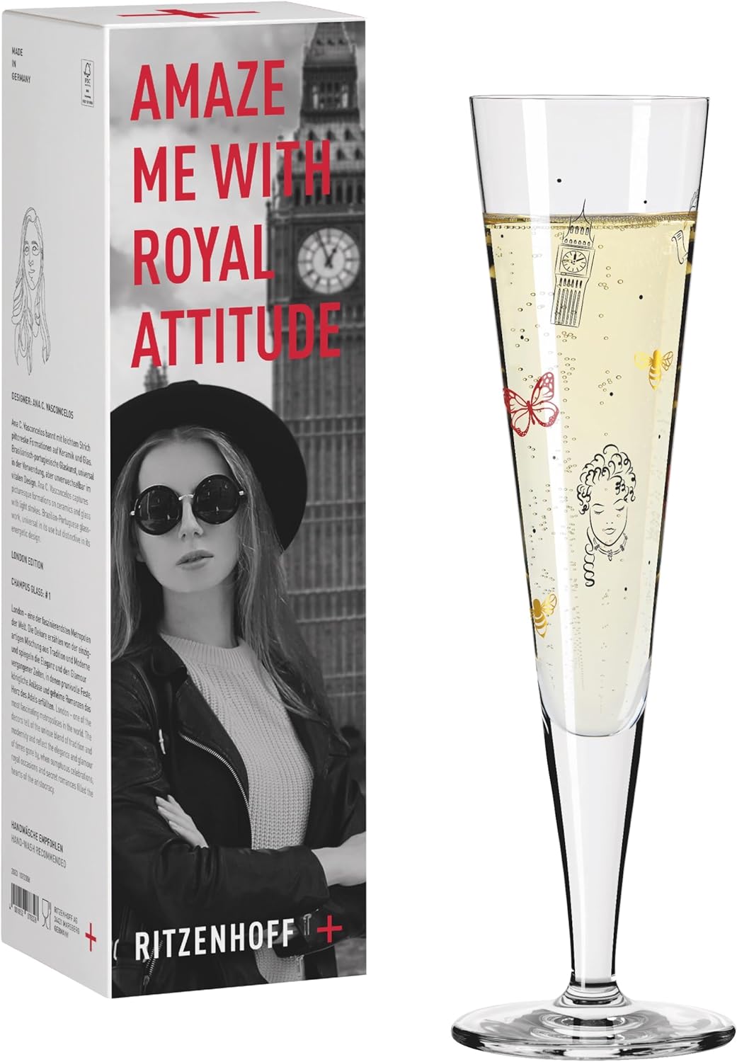 RITZENHOFF London Edition 1072006 Champagne Glass 200 ml Design Champus Flute Multi-Coloured Made in Germany
