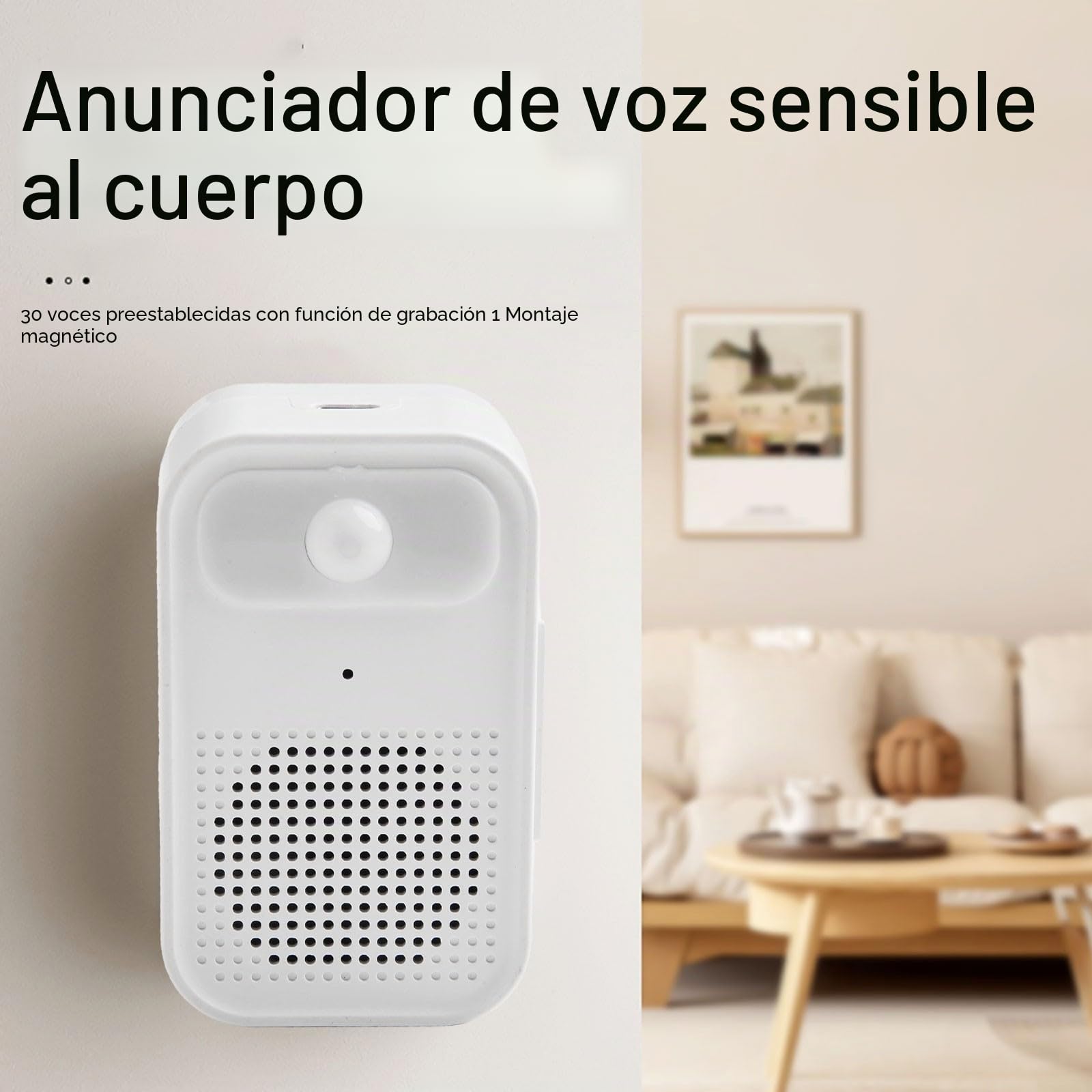 Sensor de puerta para tienda Welcomer, aviso de voz, alerta de entrada magnética con volumen ajustable, grabación de audio personalizada para el hogar, tienda, instalaciones sanitarias, negro y blanco
