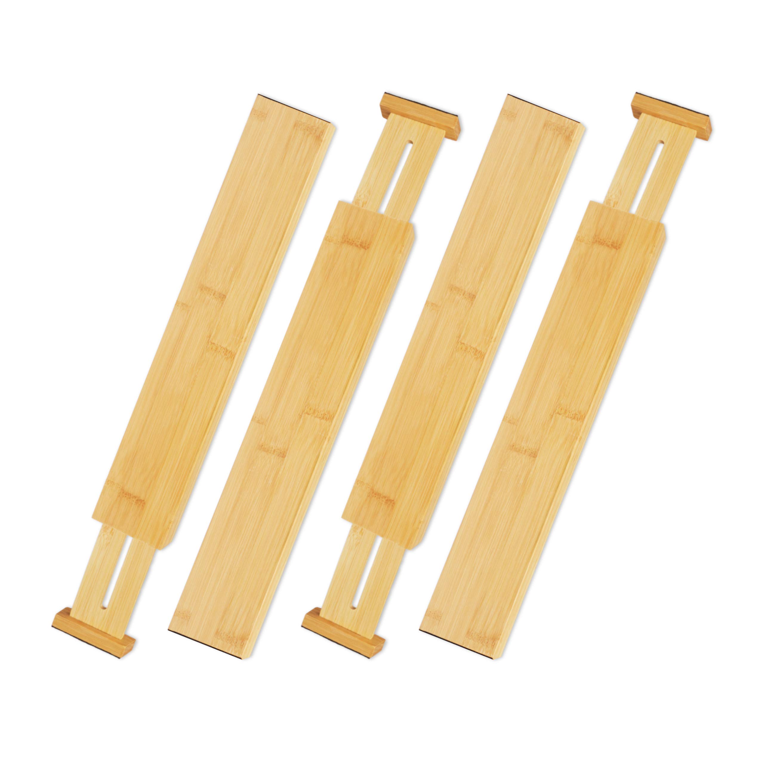 relaxdays Divisori da Cassetto, Set 4 Separatori da Cucina 6 x 55 cm, Organizer Armadio, Lunghezza Regolabile, Marrone