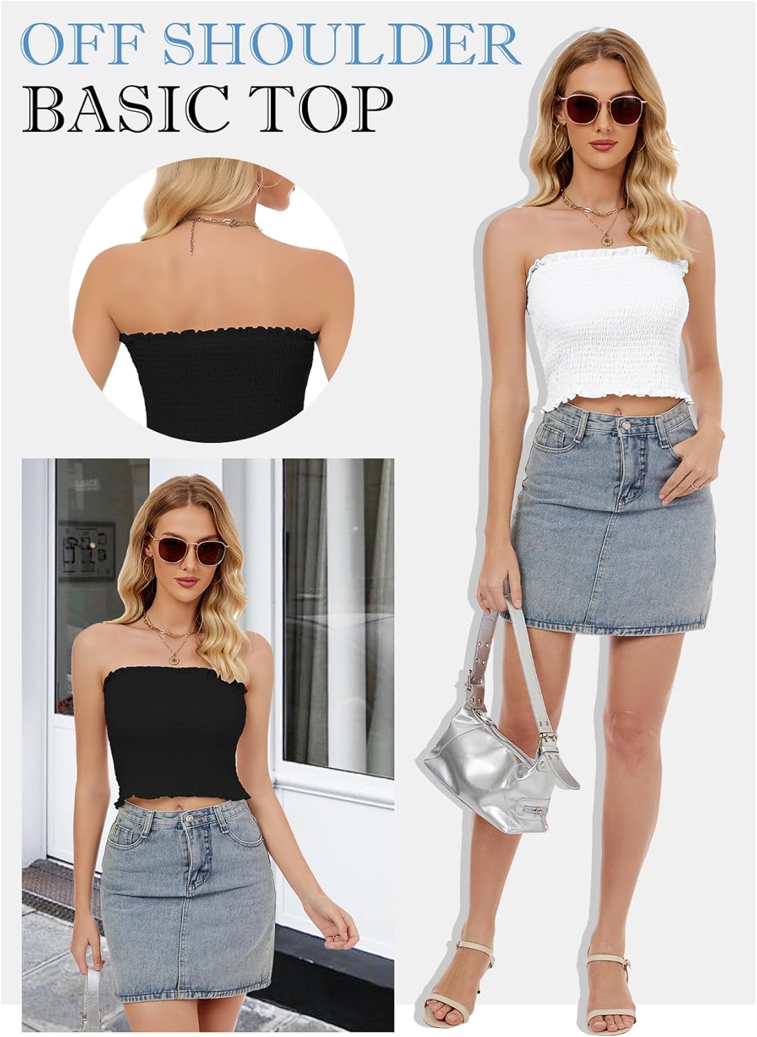 Womens Tube Top Summer Strapless Crop Tops Basic Tank Casual Sleeveless Shirt - Image 5