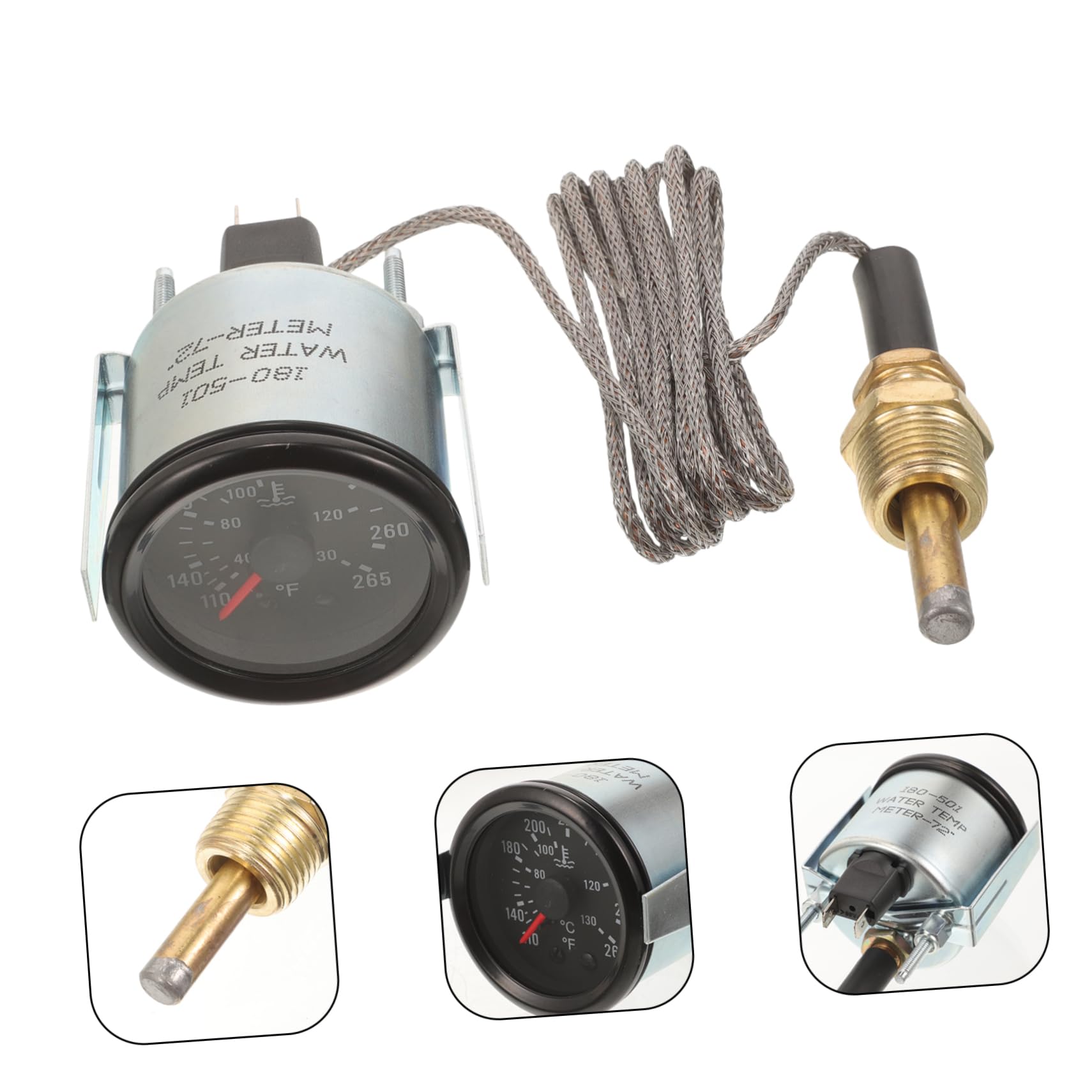 Indicatore Temperatura Auto 52mm Meccanico con Sensore, Argento