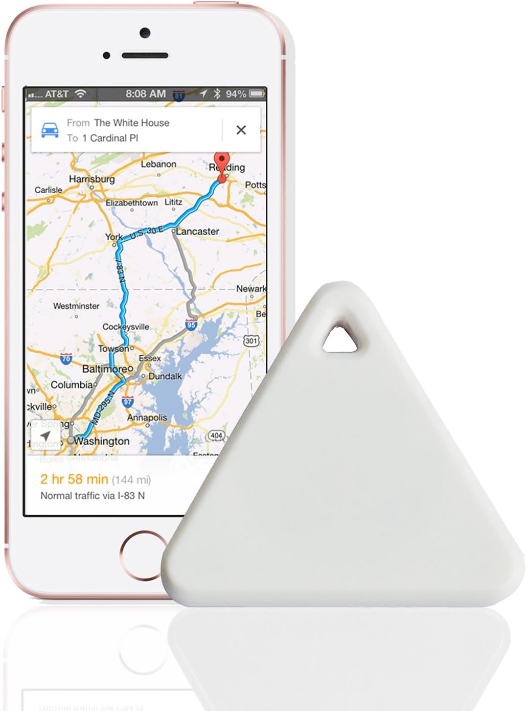 Zizon Bluetooth Smart Tag Tracker Pet Child Tracking Key Finder GPS Locate Alarm(Triangle_White)