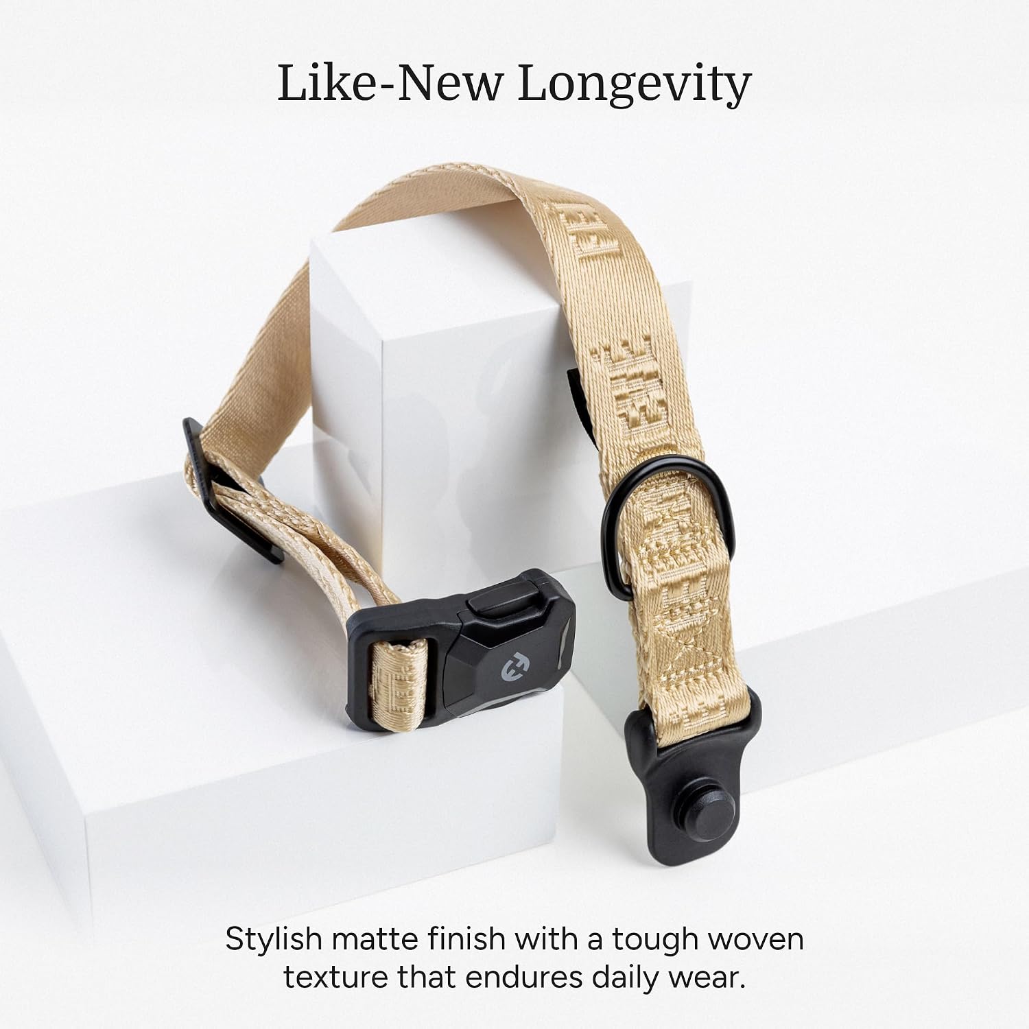 Fei & Eve MagEase Dog Collar - Patented Magnetic Buckles | Fur-Safe | Premium 210D Nylon | 450LB Escape-Proof | Adjustable Fit | Medium (Champagne)