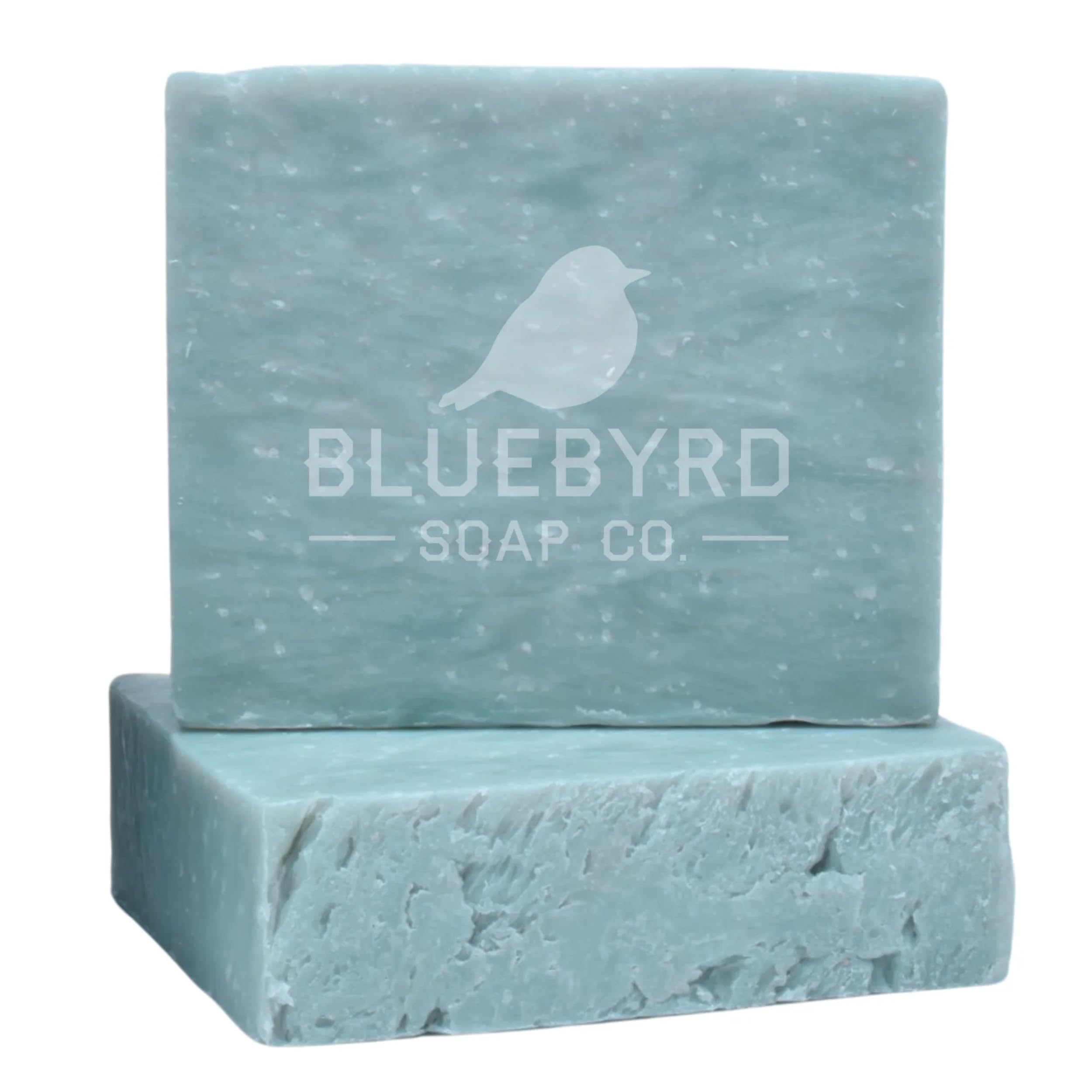 BLUEBYRD Soap Urban Falls Mens Soap Bars | Vegan Handmade Exfoliating Sea Salt Bar Soap For Men | Kaolin Clay, Organic Oil, & Shea Butter | Cool Water