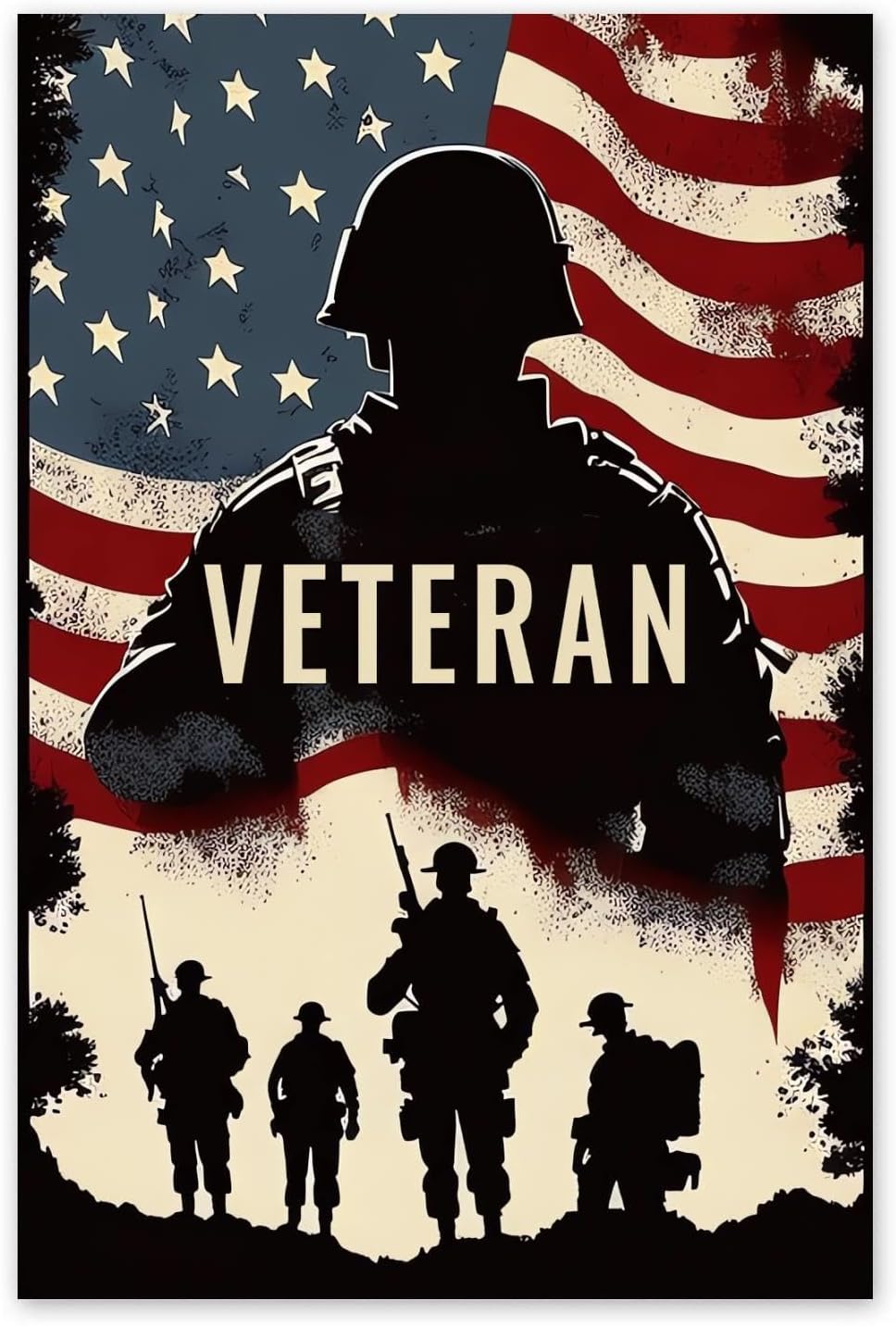 NSUAJOF Veteran with Flag Diamond Painting Kits Veteran's Day Art Painting 5D DIY Full Round Drill Adults Beginners, Personalized Gifts for Family Friends Home Wall Decor 20x30 Inch