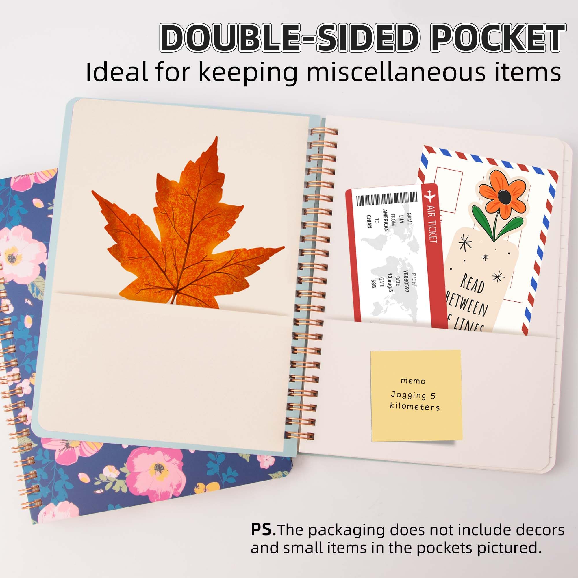 ZenBeya Cute Spiral Notebook A5, Aesthetic Floral Design Spiral Journal for Women Girls with Pocket & Lined Pages - Image 2