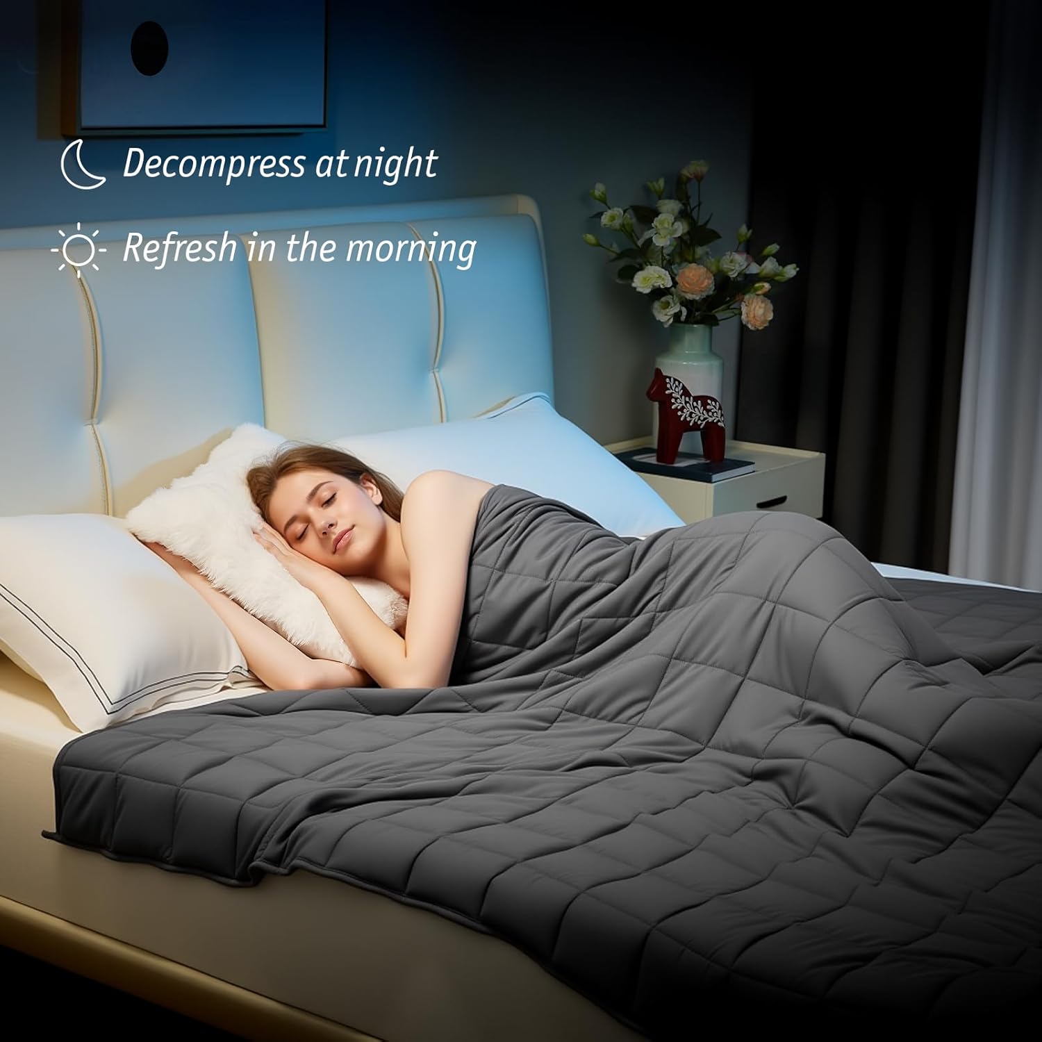 Weighted Blanket for Adults 15lbs, Queen Size Heavy Blanket for 125-180lbs, Weighted Throw Blanket with Premium Glass Beads, Soft Thick Blanket for Adult All-Season, 60 x 80 inches, Dark Grey