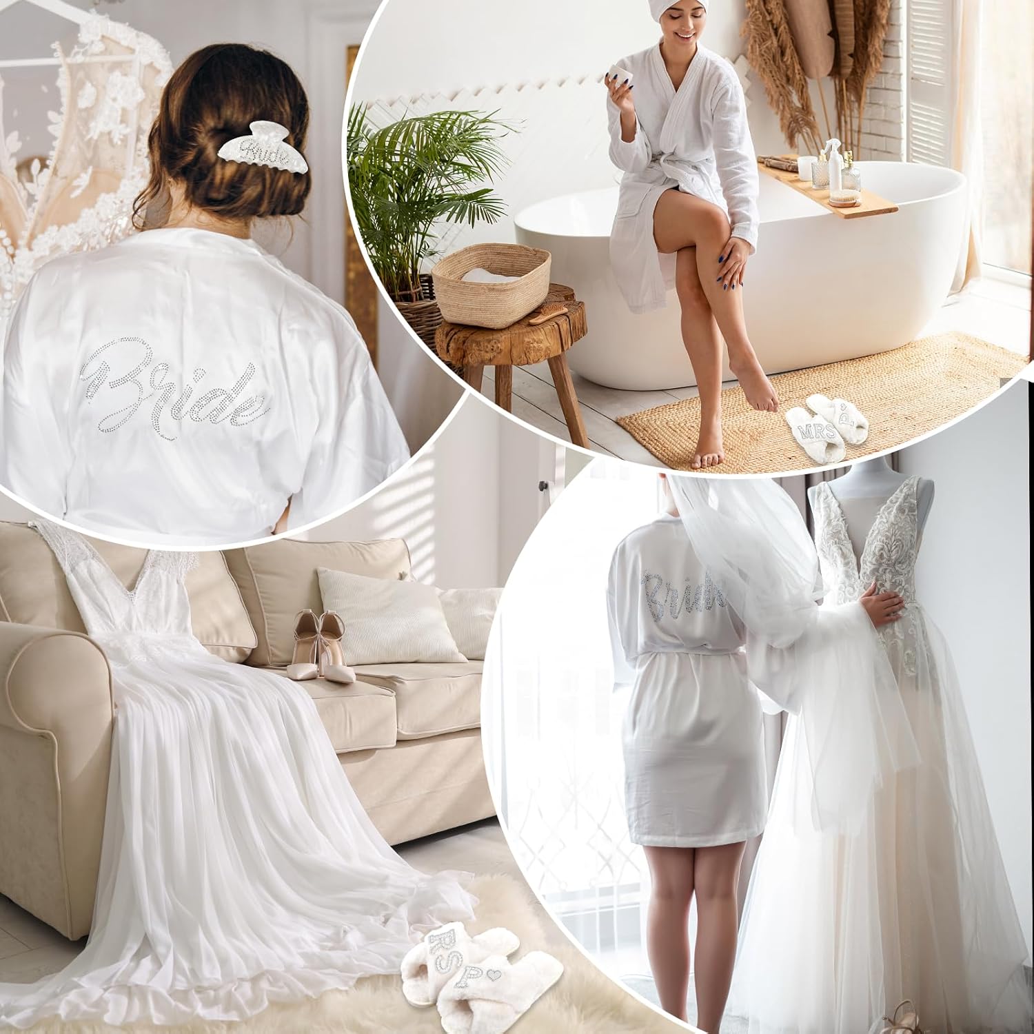 Personalized Initial Wedding Bride Slippers, Bride to Be Gifts, Bridal Shower Gifts, Wedding Bride Robe Hair Clip - Image 7