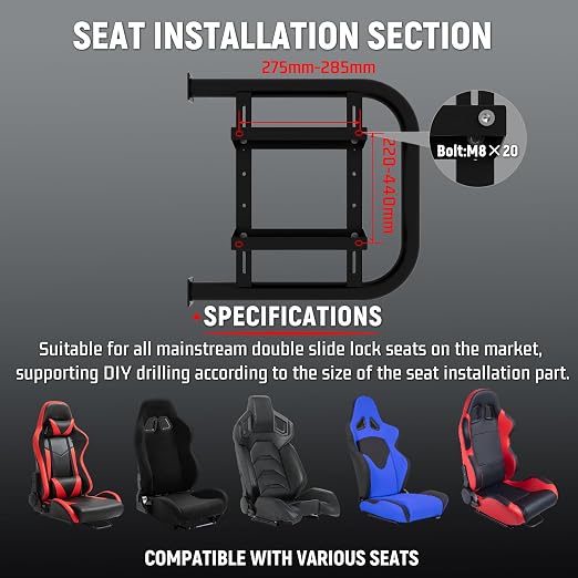 Dardoo Racing Simulator Cockpit Frame Ajustable para Volantes Logitech y Thrustmaster miniatura 6