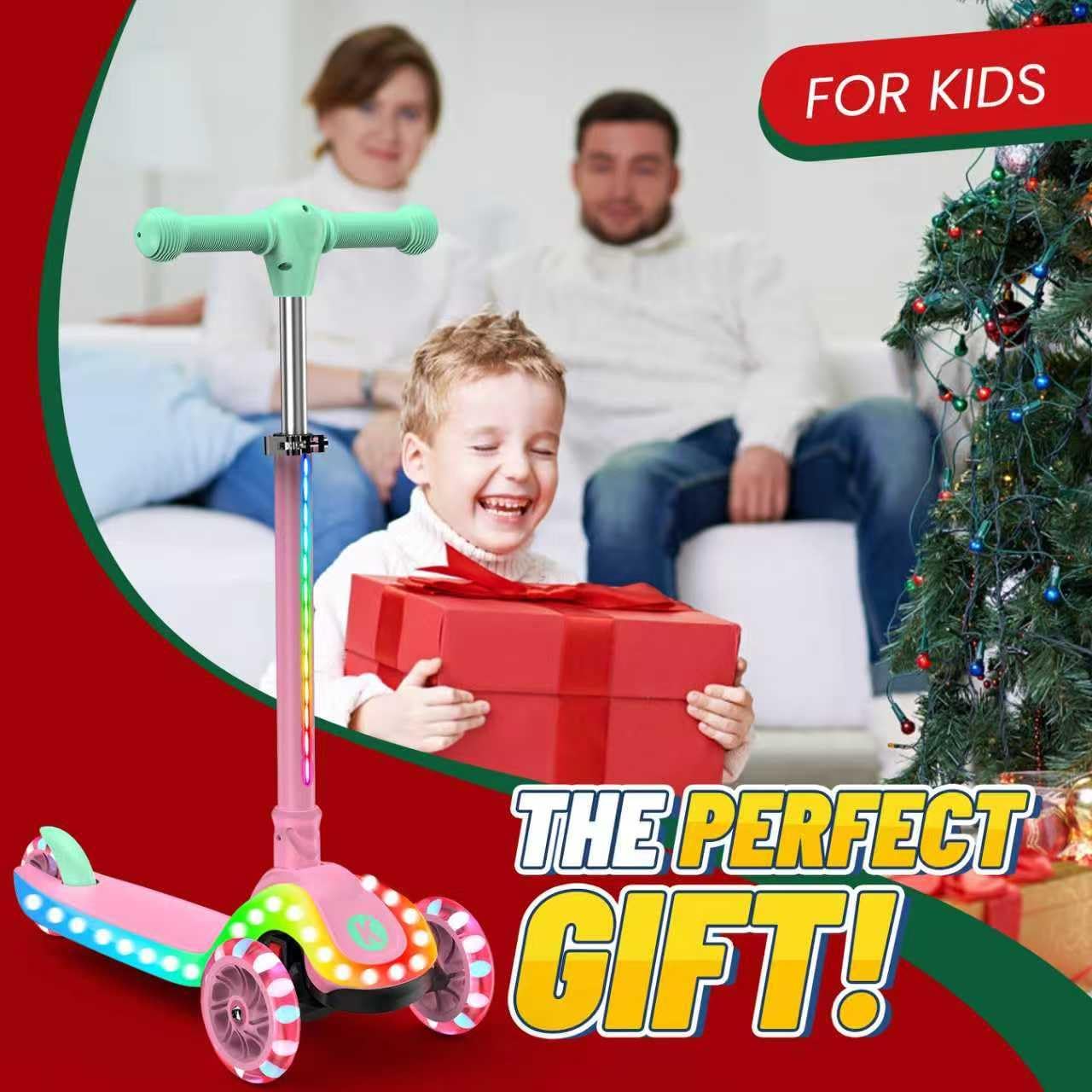 2-in-1 Adjustable Kick Scooter for Kids 3-5 (Suitable 3-12 Years),5-Level Handlebar & Removable Seat, LED Light-Up Wheels, Wide Deck, Foldable Design for Indoor/Outdoor Use - Girls & Boys - Image 9