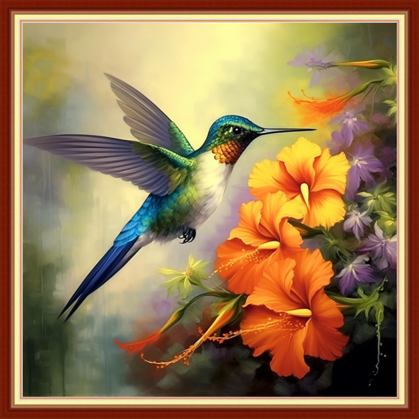Funxvoot Stamped Cross Stitch Kits Beginners Full Range of Embroidery Kits for Adults 11CT Embroidery Patterns Needlepoint Kits Printed Cross Stitch Kits -（Hummingbirds Gather Honey 18x18 inchs）