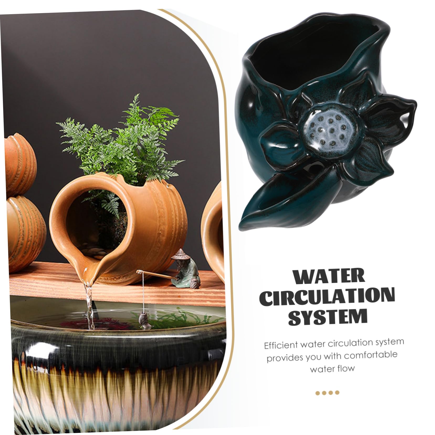 BESTonZON Cracheur d'eau en Céramique pour Fontaine de Jardin, Décoration Élégante pour Étang et Cascade, Adapté pour Balcon et Cour, Utilisation Multifonctionnelle