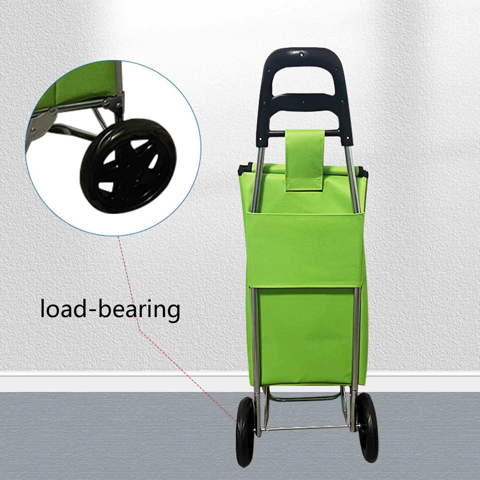 Einkaufstrolley mit Rädern – leichter, faltbarer Schiebe-/Ziehwagen für einfache Lagerung – strapazierfähiges Design mit Rädern für Einkaufsreisen