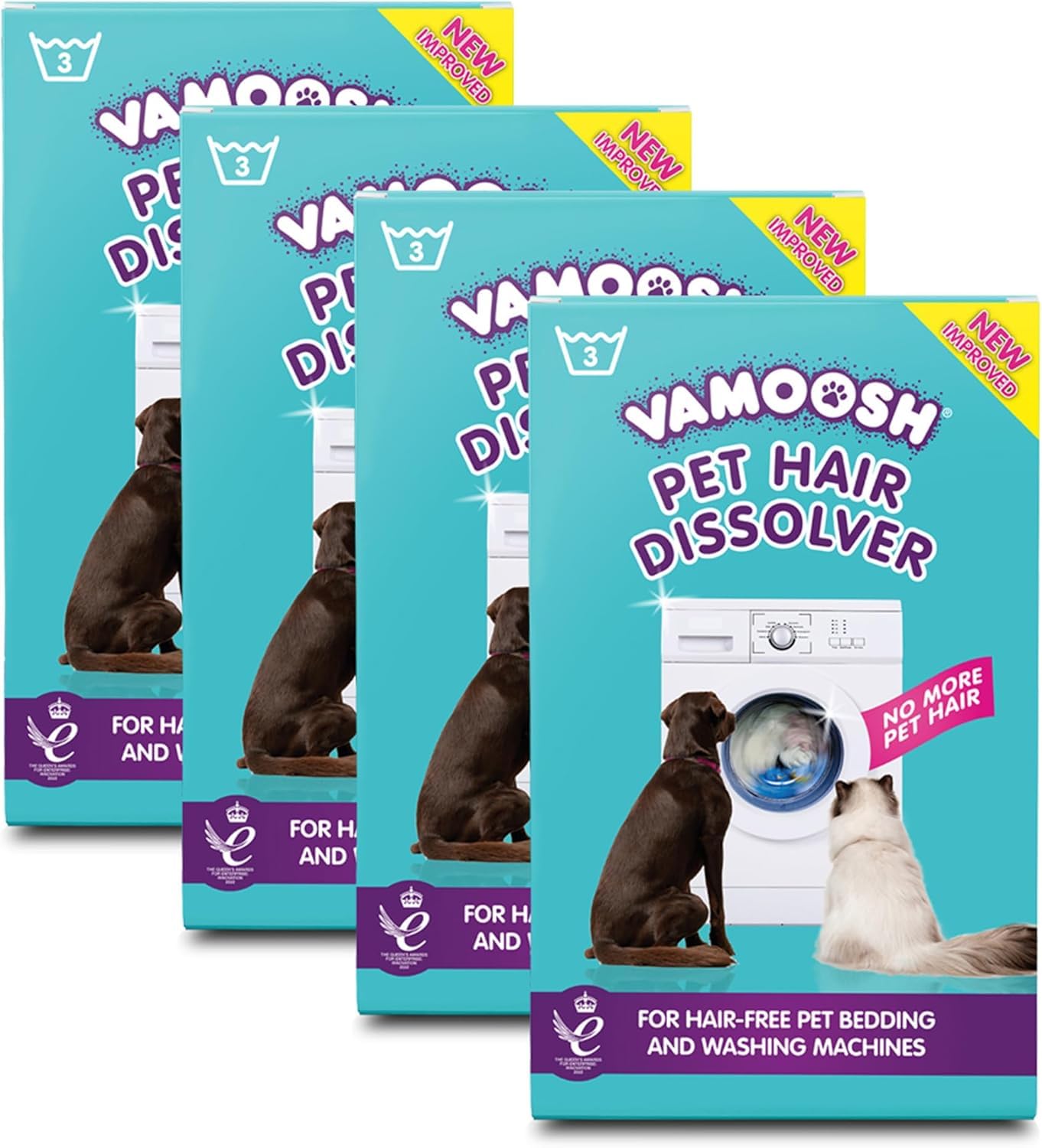 Vamoosh Pet Hair Dissolver - Pet Hair Remover for Washing Machines, 12x100g, Removes Odour Dissolves Dog, Cat, Horse, Animal Fur, Cleans Bedding in Washing Machine, Easy to Use, Up to 12 Washes