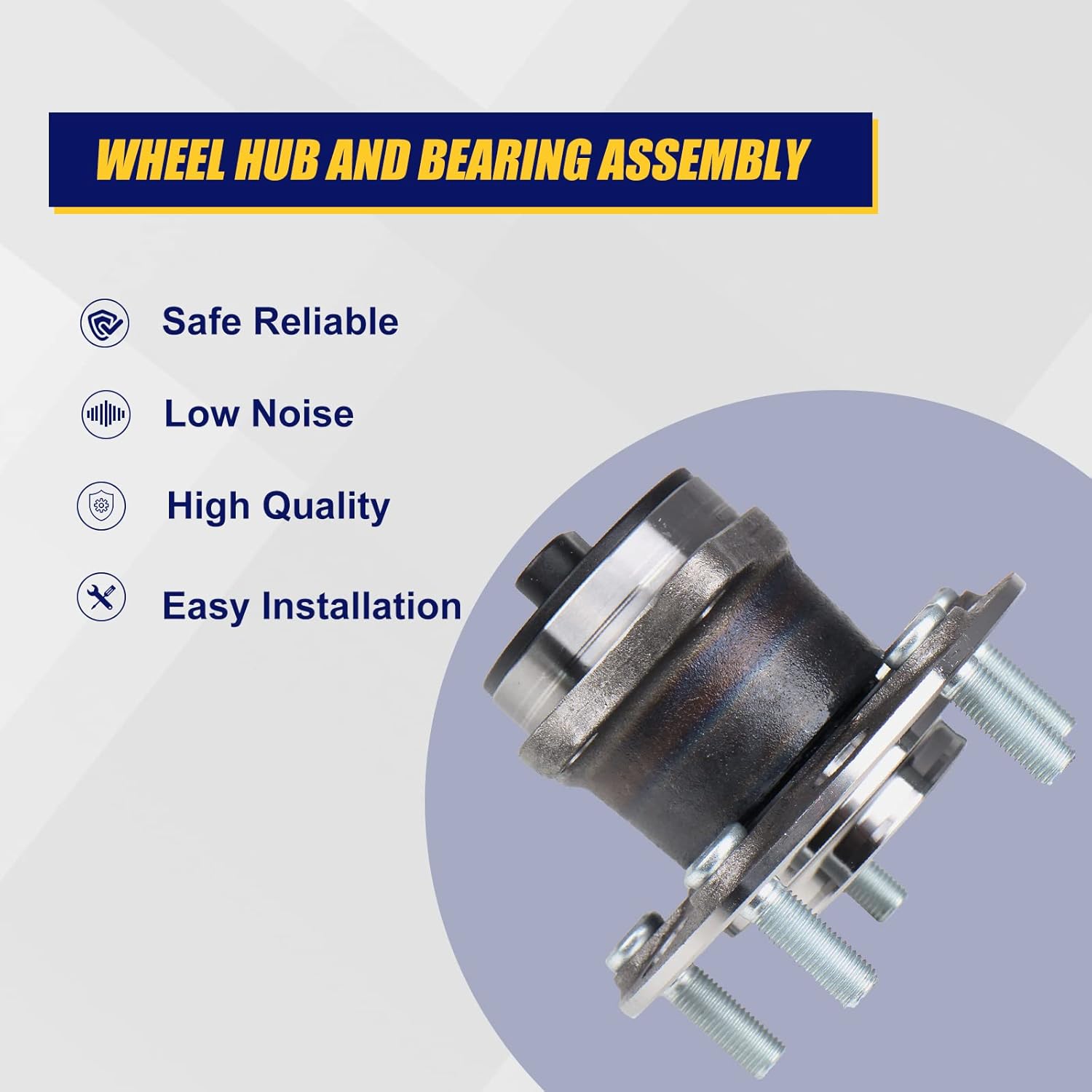 KUSATEC 512332 Rear 2PCS Wheel Bearing and Hub Assembly Compatible with Chrysler 200 2011-2014/Sebring 2007-2010;Dodge Avenger 2008-2014/Caliber 2007-2012;Jeep Compass Patriot 2007-2017, 5 Lug w/ABS