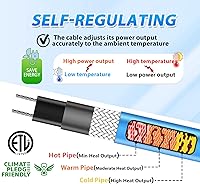 Vista 4 de HEATIT 5JHSF 3 pies Premium cable de calefacción para tubería de agua, preensamblado y autoregulable para la máxima protección contra congelación