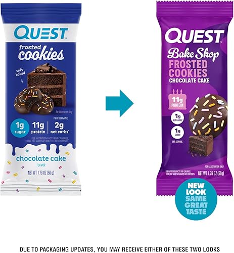 Miniatura 2 de Quest Nutrition Paquete doble de galletas heladas, pastel de chocolate, 0.04 oz de azúcar, 0.39 oz de proteína, 0.07 oz de carbohidratos netos, sin