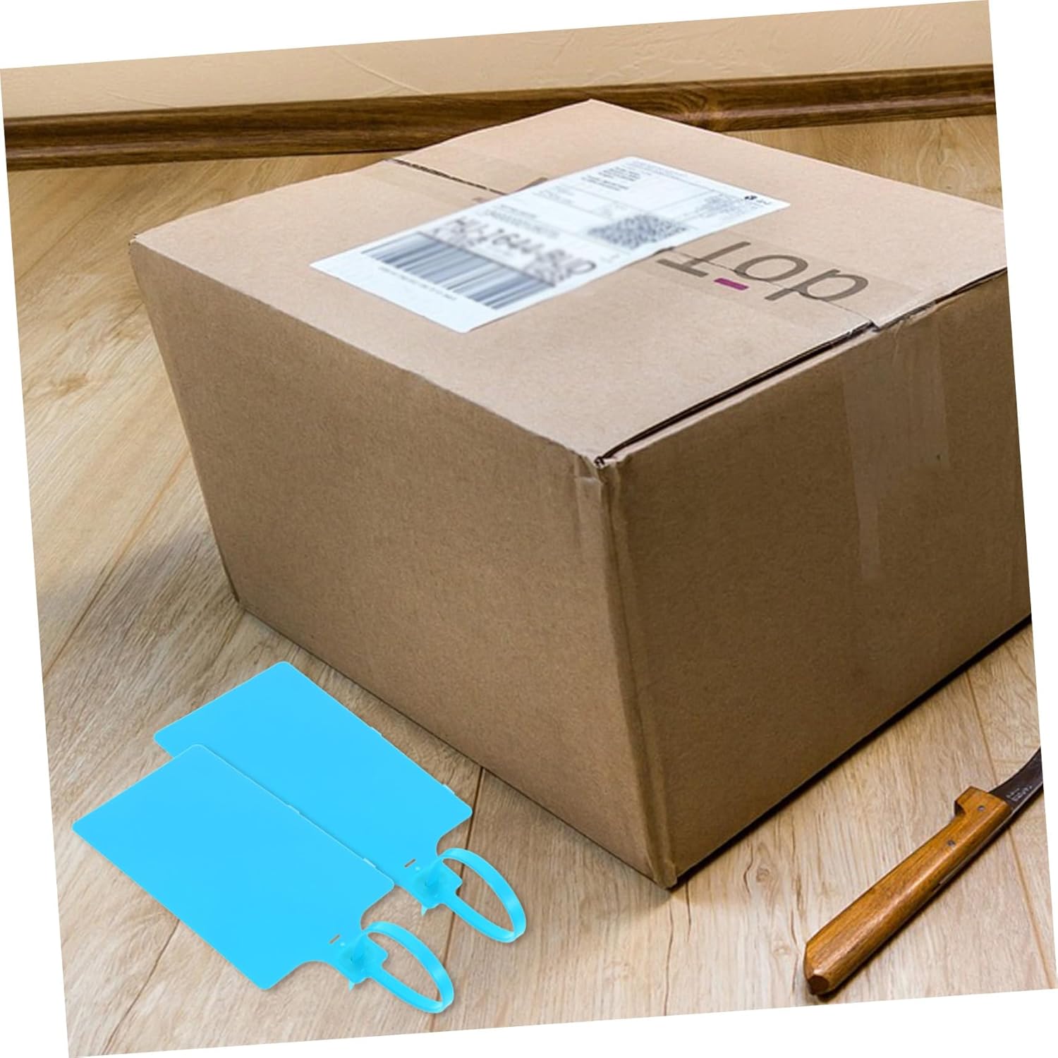 Veemoon 100pcs Blue Plastic Shipping Labeling Tags with Wire Cable, 5.8×100mm Luggage Shipping Tags for Industrial Packaging and Wire Identification