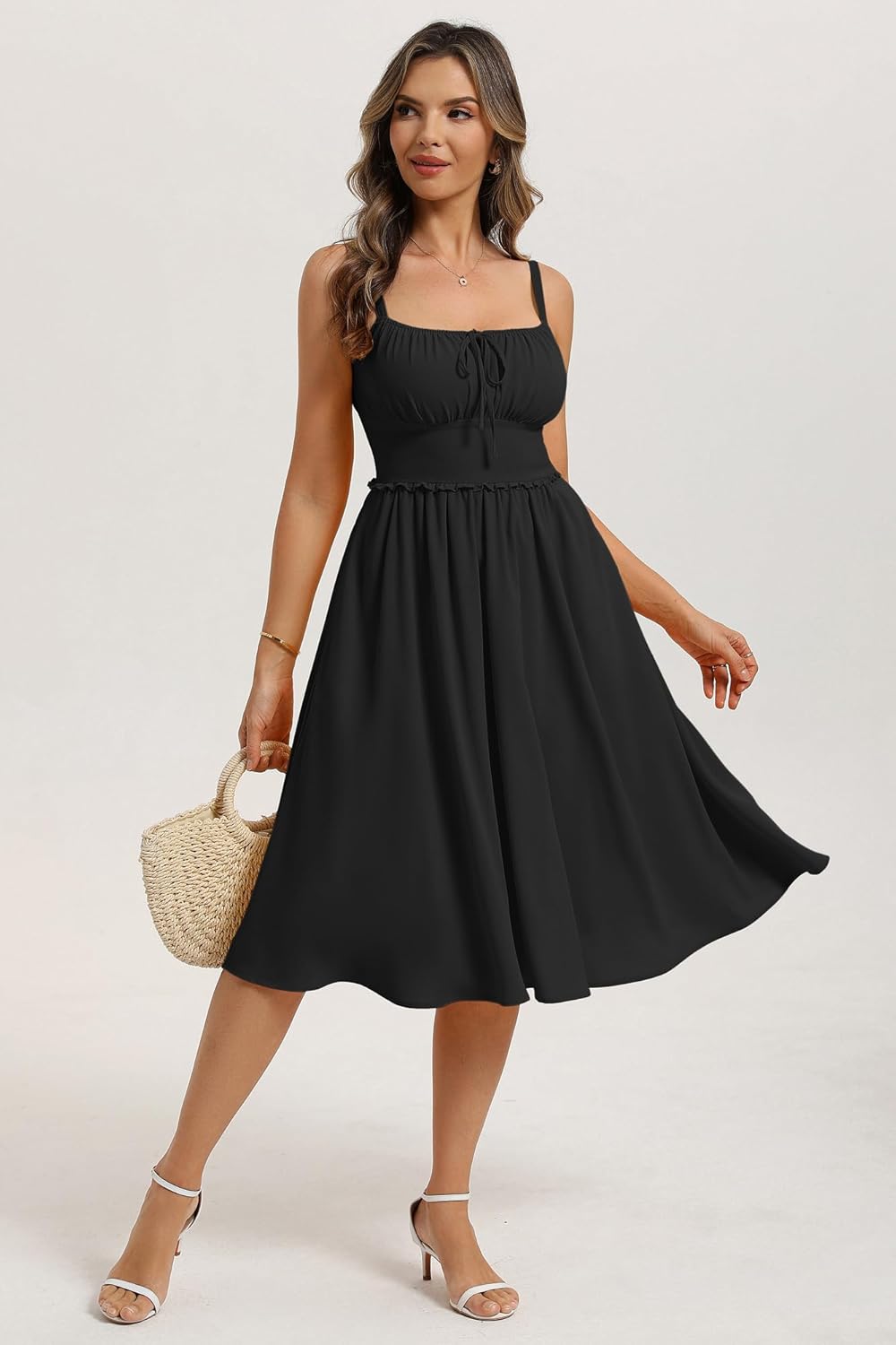 Belle Poque Summer Dress for Women 2026 Sleeveless Sundress Elegant Spaghetti Strap A-line Flowy Wedding Guest Dresses - Image 2