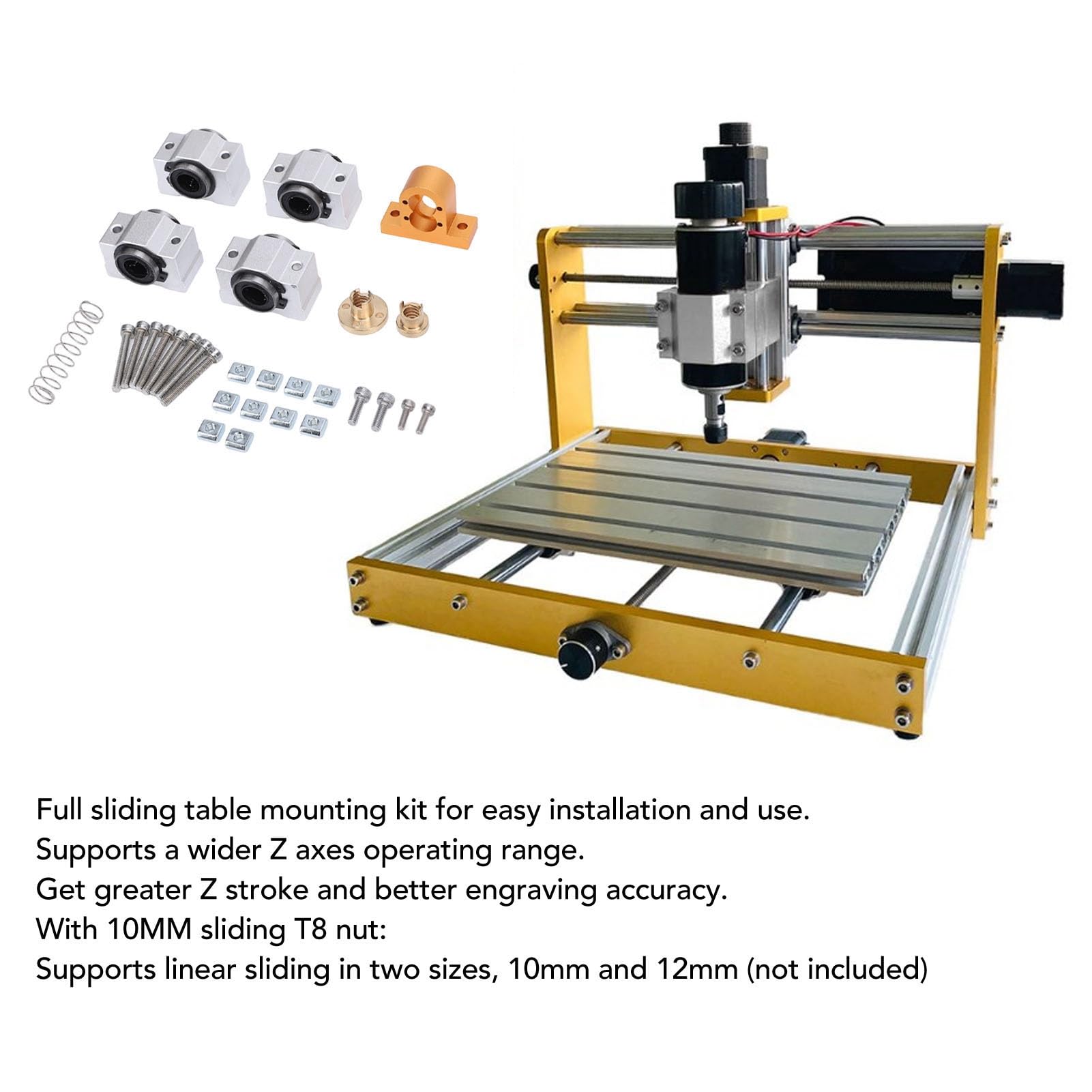 Z Axis Sliding Table Mount Kit for 3018 Plus Engraver, High Precision Aluminum Alloy, Enhanced Accuracy
