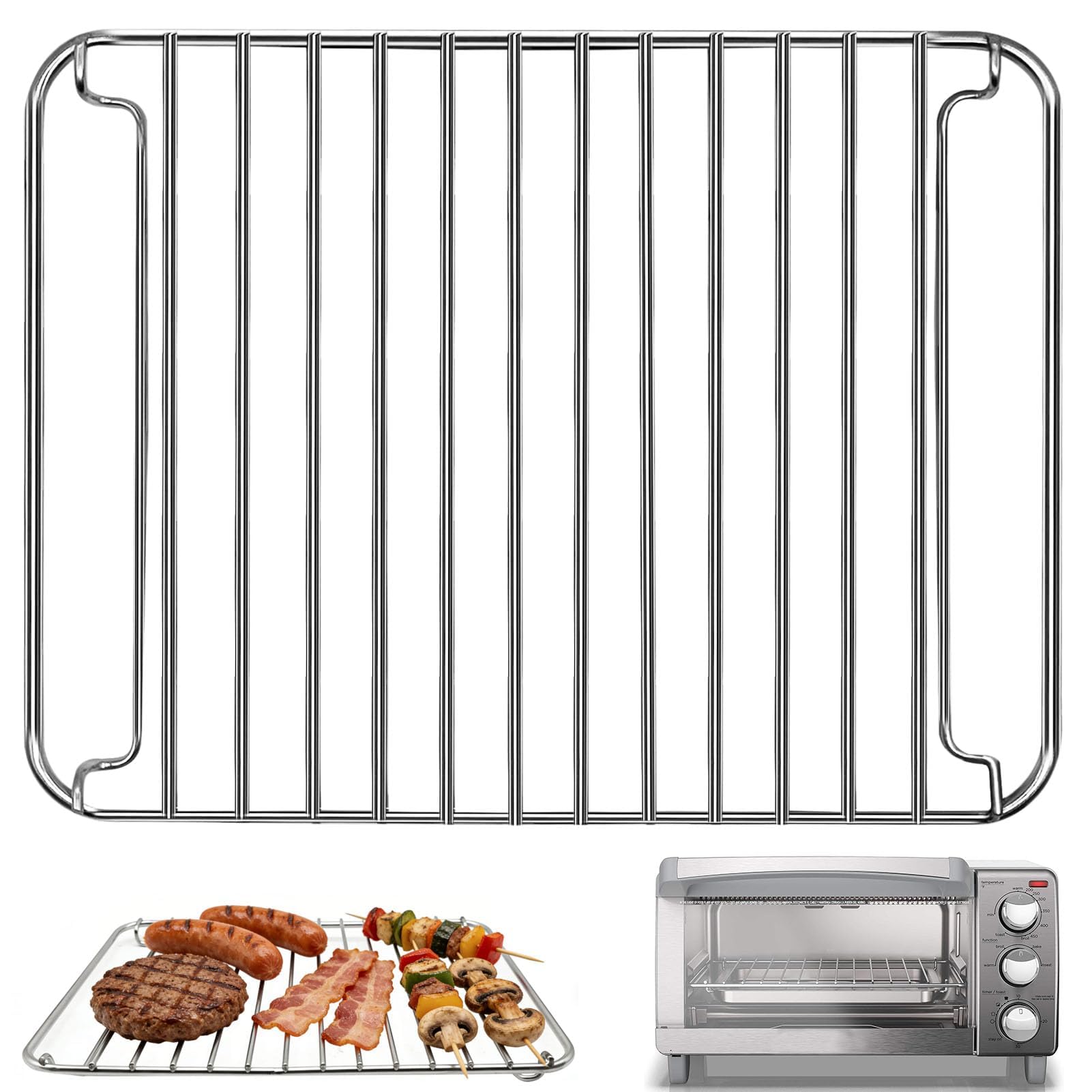 Countertop Toaster Oven Accessories for BLACK DECKER 4 Slice Extra Wide Convection Toaster Oven, 10.8×8.3 IN Stainless Steel Toaster Oven Replacement Parts Baking Rack Wire Rack