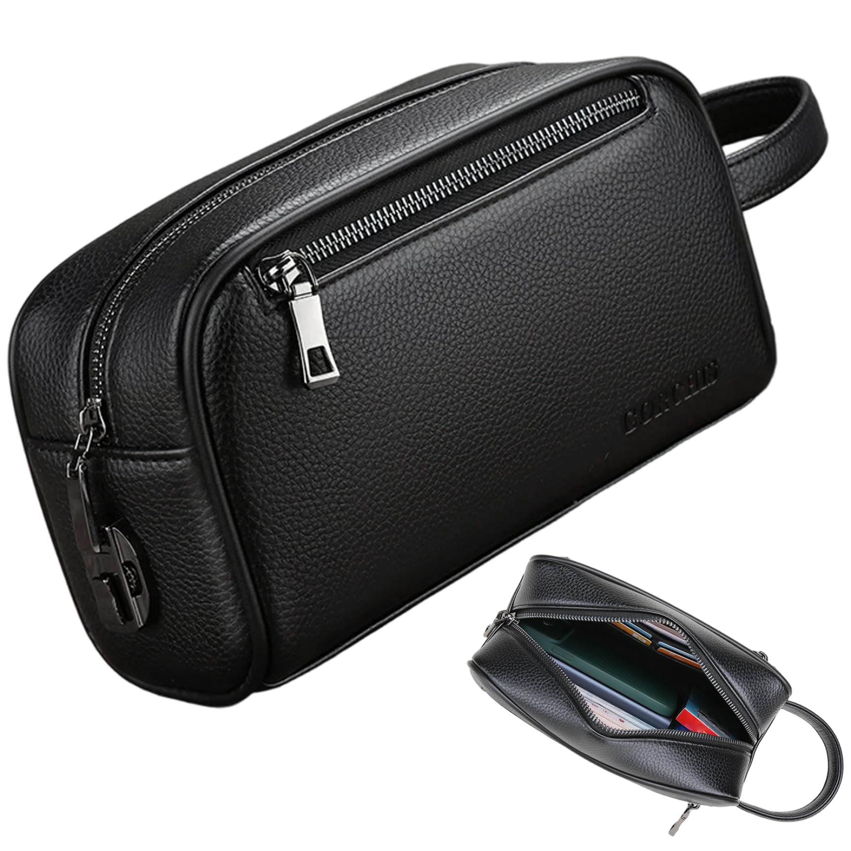 Gcroet Bolso de mano para hombre Bolso de cuero de PU para hombre con asa y cerradura codificada de suave y elegante para uso diario...